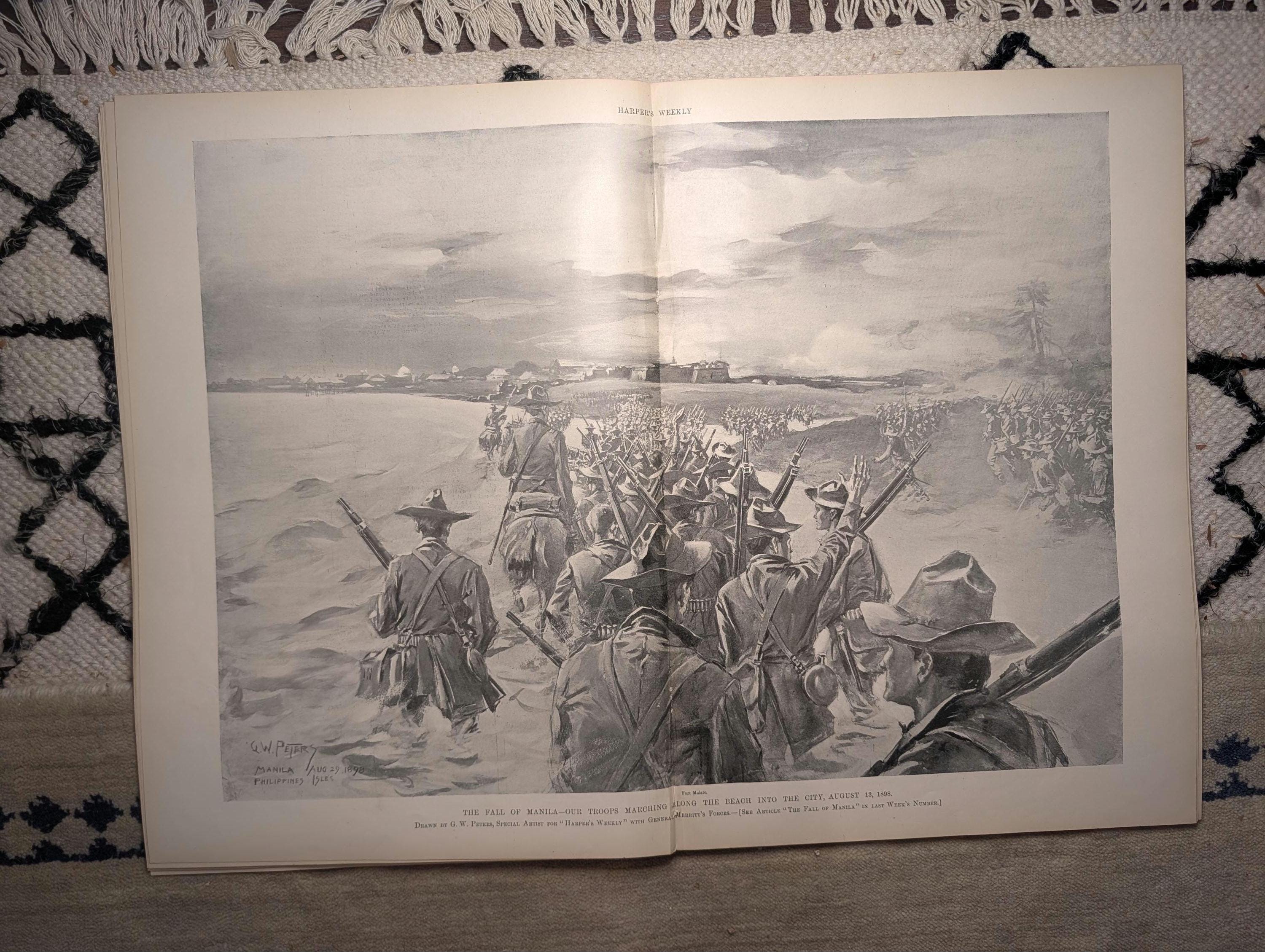1898 Forbidden City Peking Front Page, Fall of Manila, Puerto Rico — Oct 22