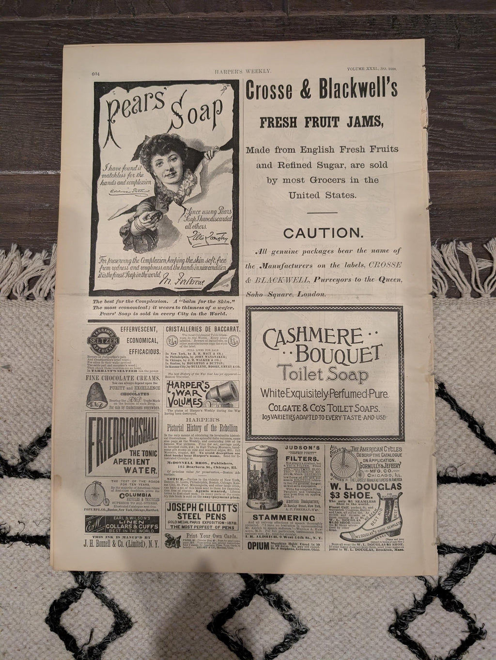 Harper’s Weekly – August 20, 1887 – Illinois Railroad Disaster, Cotton Picking in the South, Great Northern Views, Pears Soap Ad & More