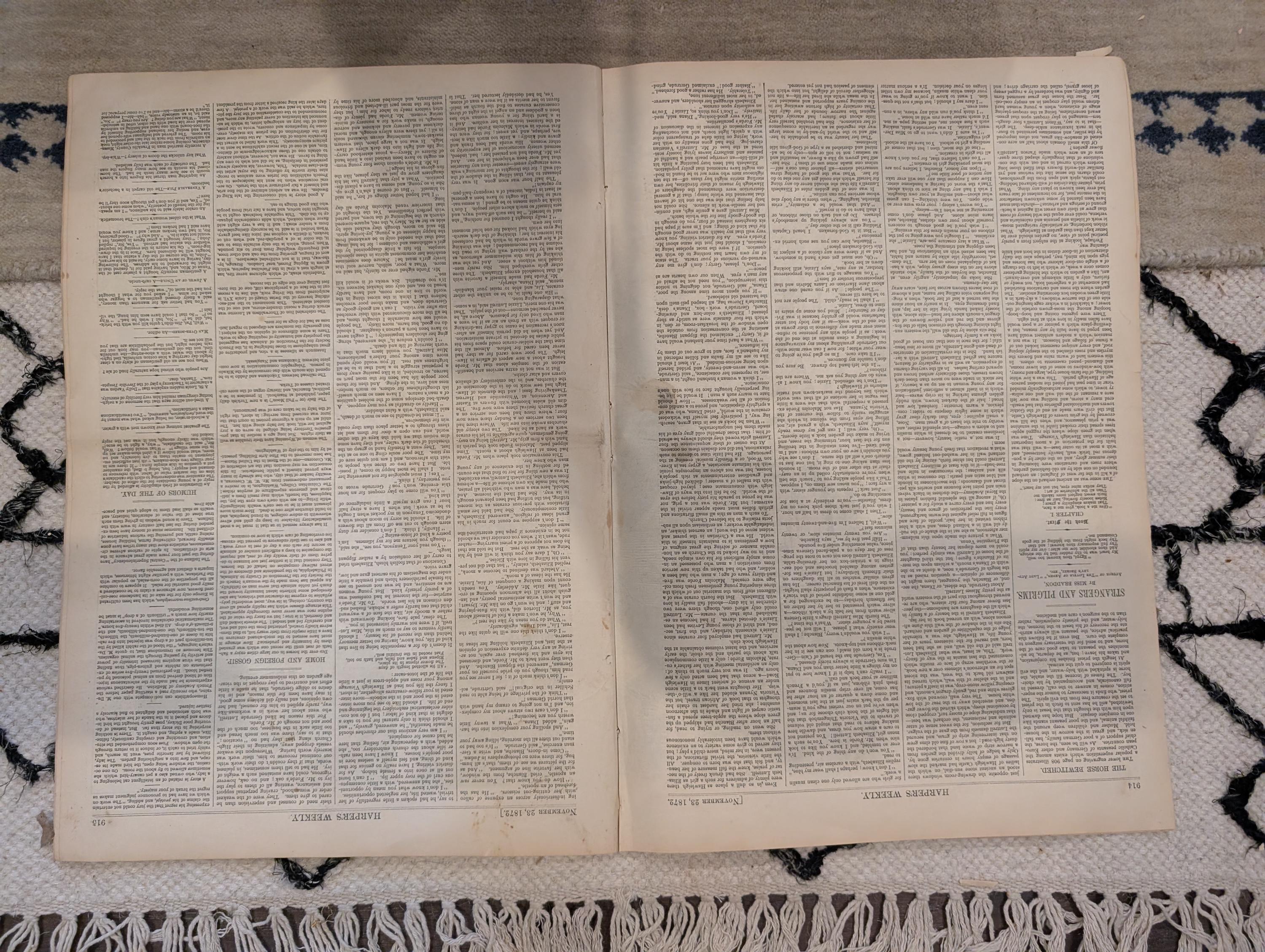 1872 Nast Clasping Hands Harper's Weekly Nov 23 Horse Plague Darjeeling