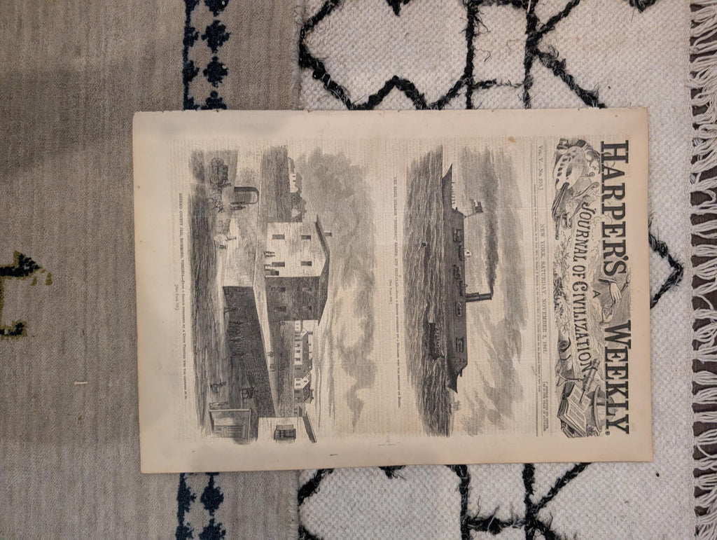 1861 Ironclad Merrimac Harper's Weekly Nov 02 Port Royal Expedition Submarine