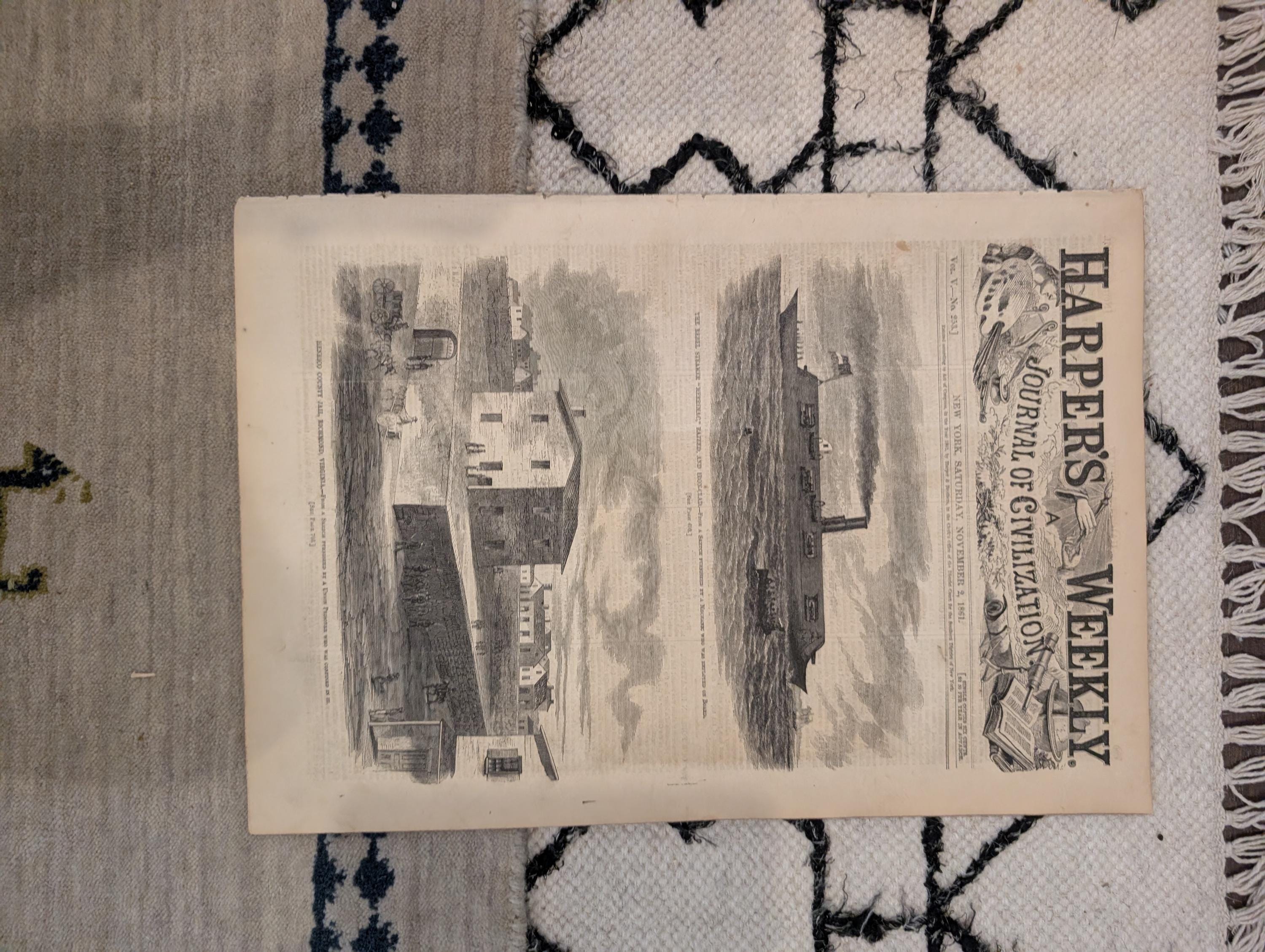 1861 Ironclad Merrimac Harper's Weekly Nov 02 Port Royal Expedition Submarine