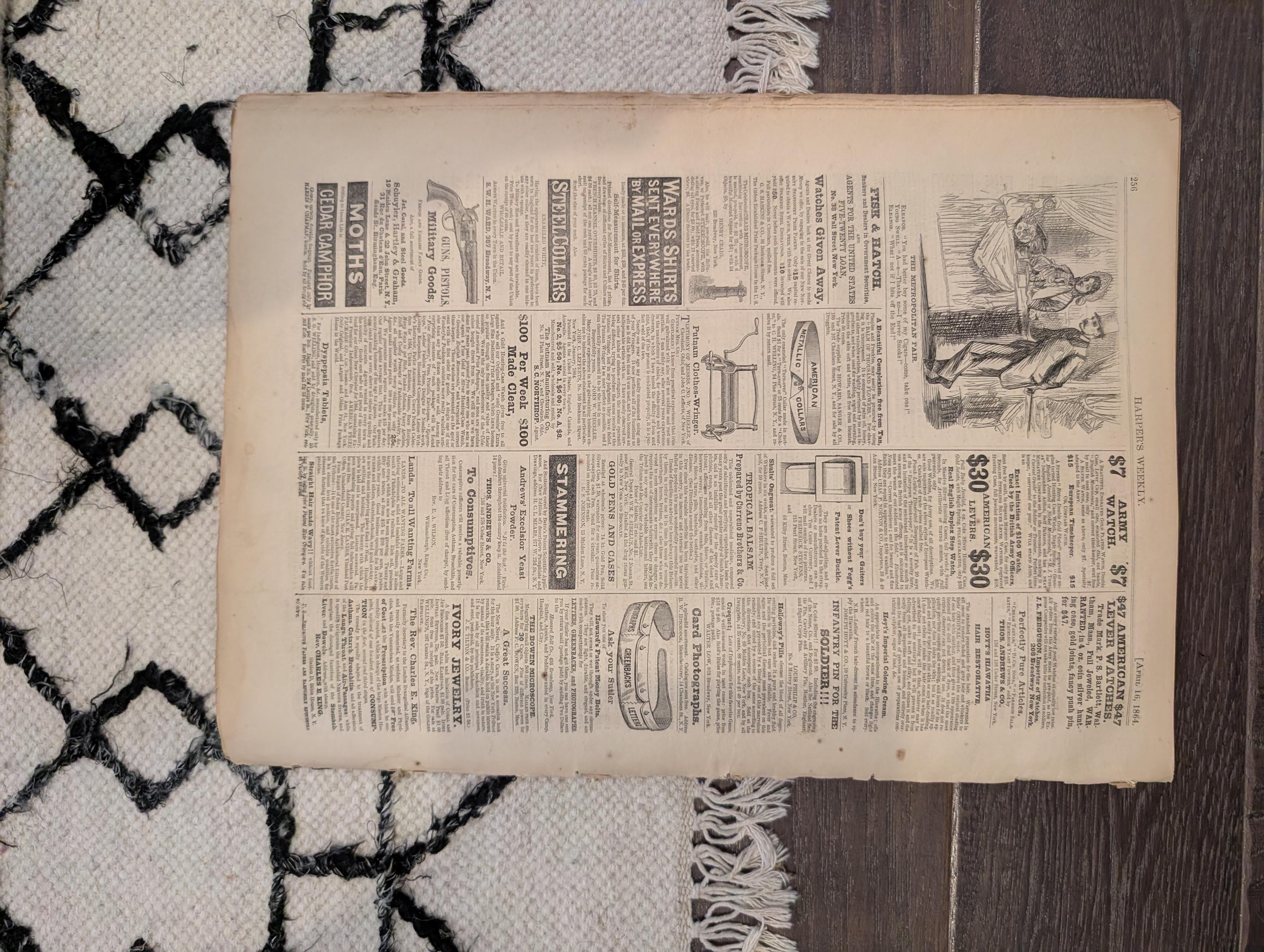 1864 Metropolitan Fair Harper's Weekly April 16 Winslow Homer Owen Lovejoy