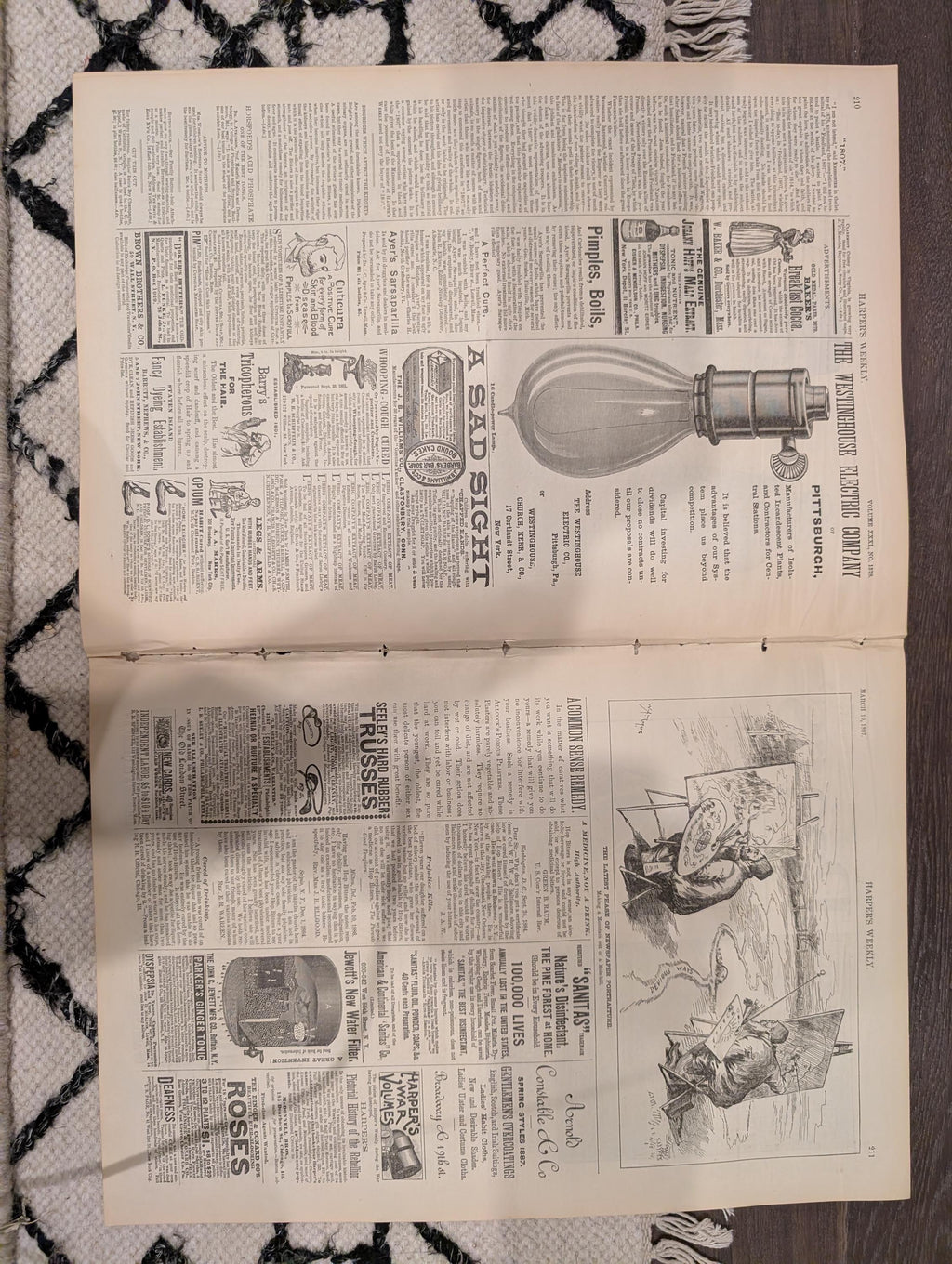 Harper’s Weekly – March 19, 1887 – Henry Ward Beecher Funeral, Geronimo’s Son, Cavalry Charge Centerfold, Fires, Portraits, & More