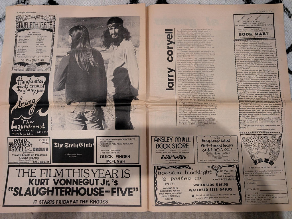 The Great Speckled Bird | September 25, 1972 | Underground Atlanta Newspaper | Labor Strikes, Palestine, Cheech & Chong, Al Green