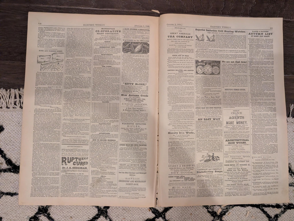 Harper’s Weekly – October 3, 1868 – International Cricket Match • Prize Animals • Nast’s “Modern Samson” • South American Earthquake • Freed