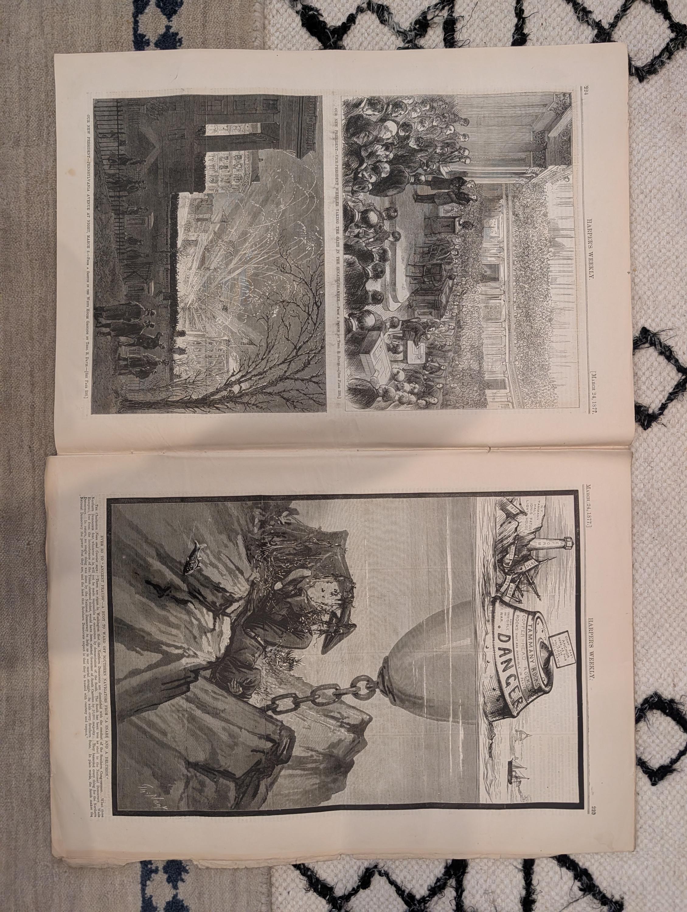 1877 Hayes Inauguration, Wounded GOP Elephant Nast, Coyotes — Mar 24