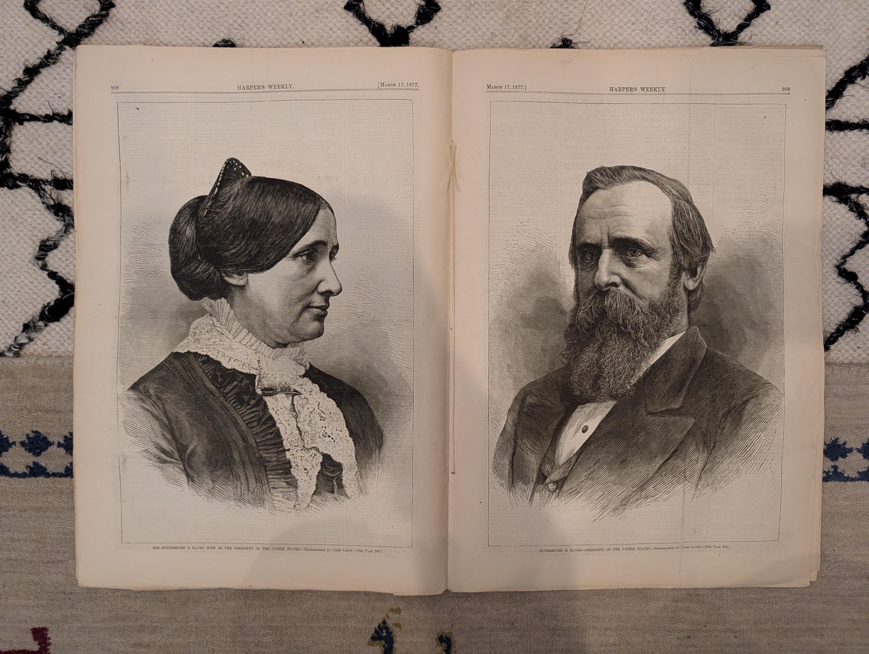 1877 Hayes & First Lady Portraits, Nast, White House, Polar Bears — Mar 17