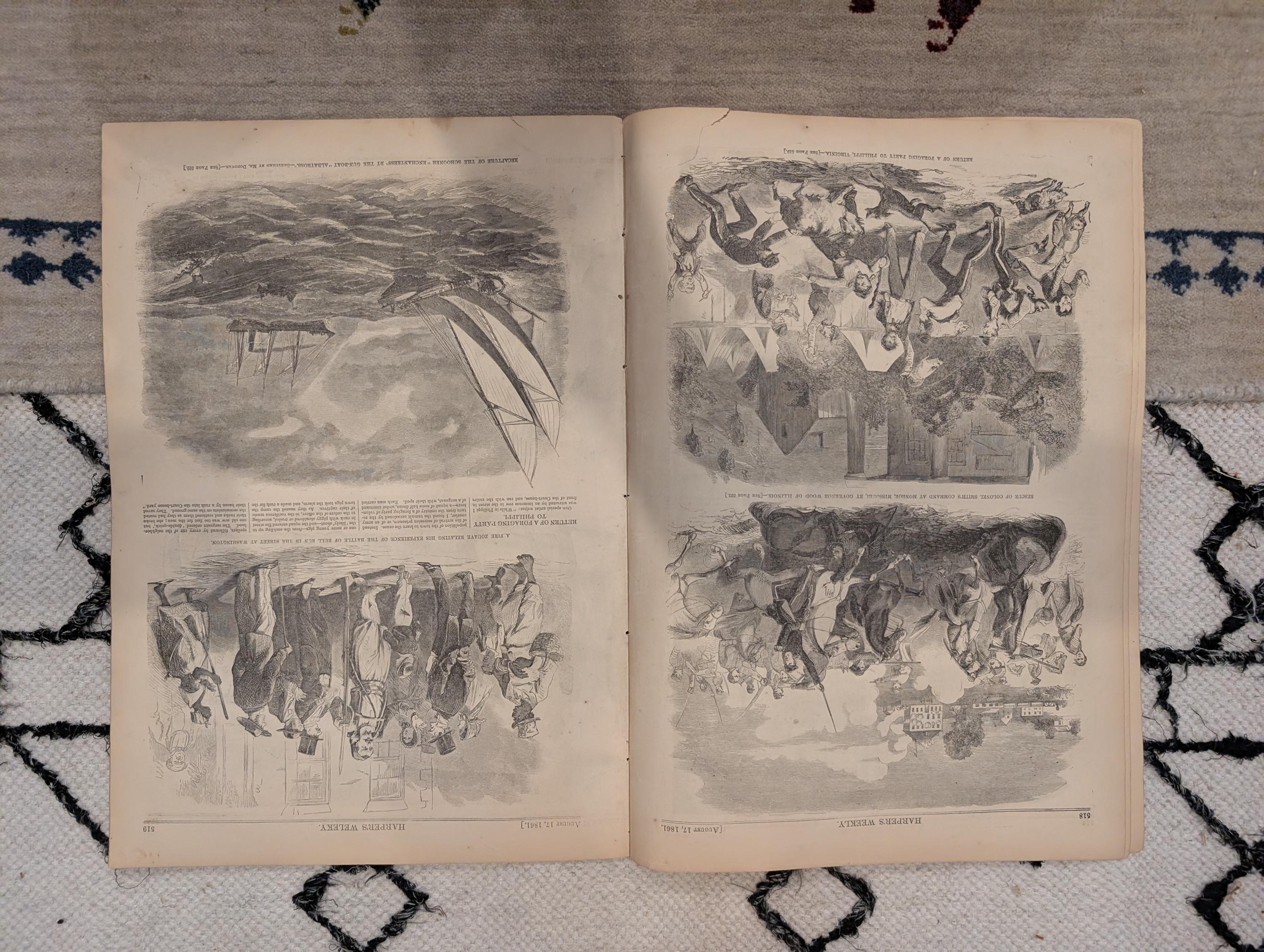1861 Confederate Uniforms Harper's Weekly August 17 Stampede of Slaves Bull Run
