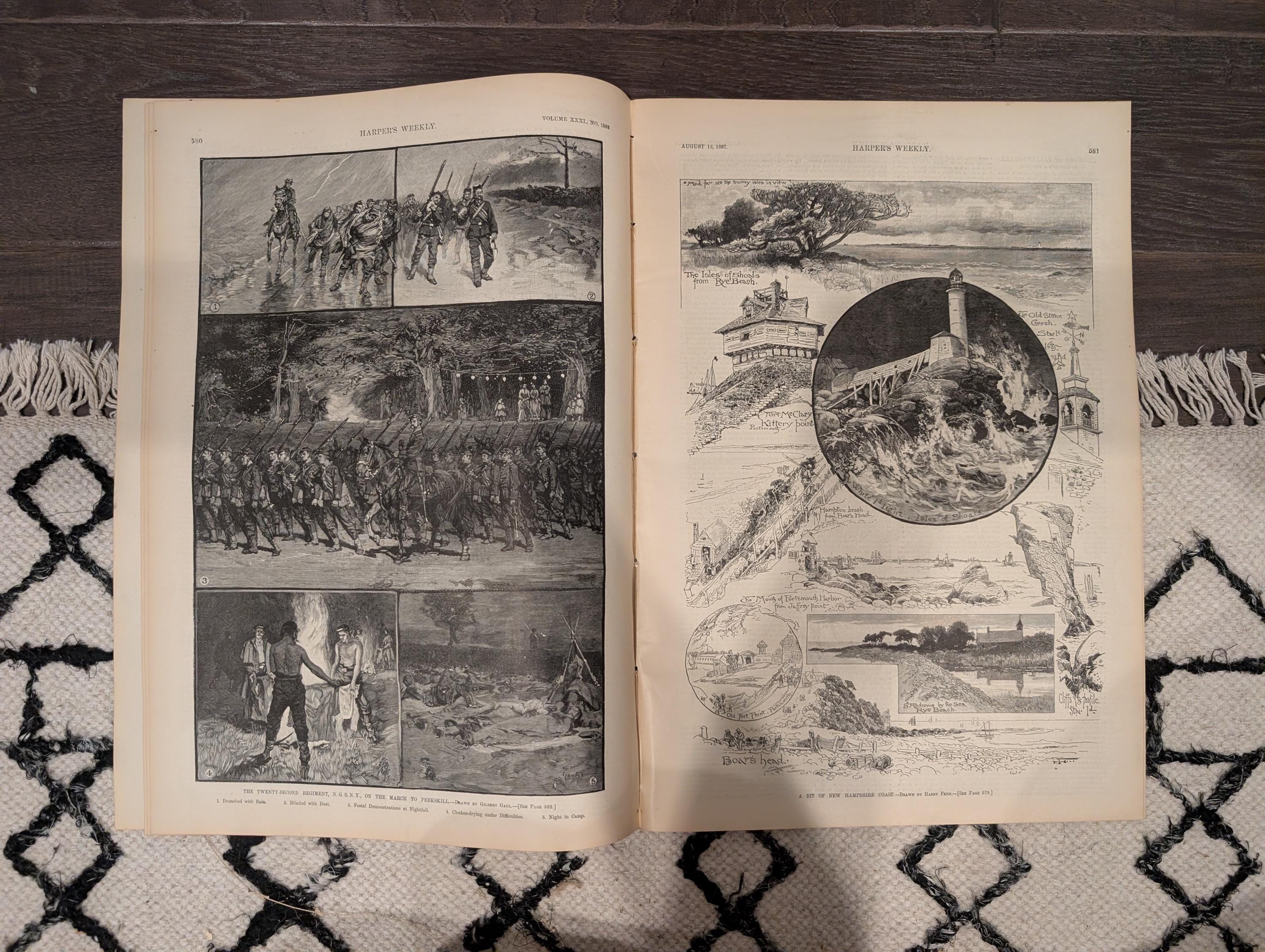 Harper’s Weekly – August 13, 1887 – Packing Peaches, March to Peekskill, New Hampshire Coast, Newfoundland Bait Fishing – Complete Issue