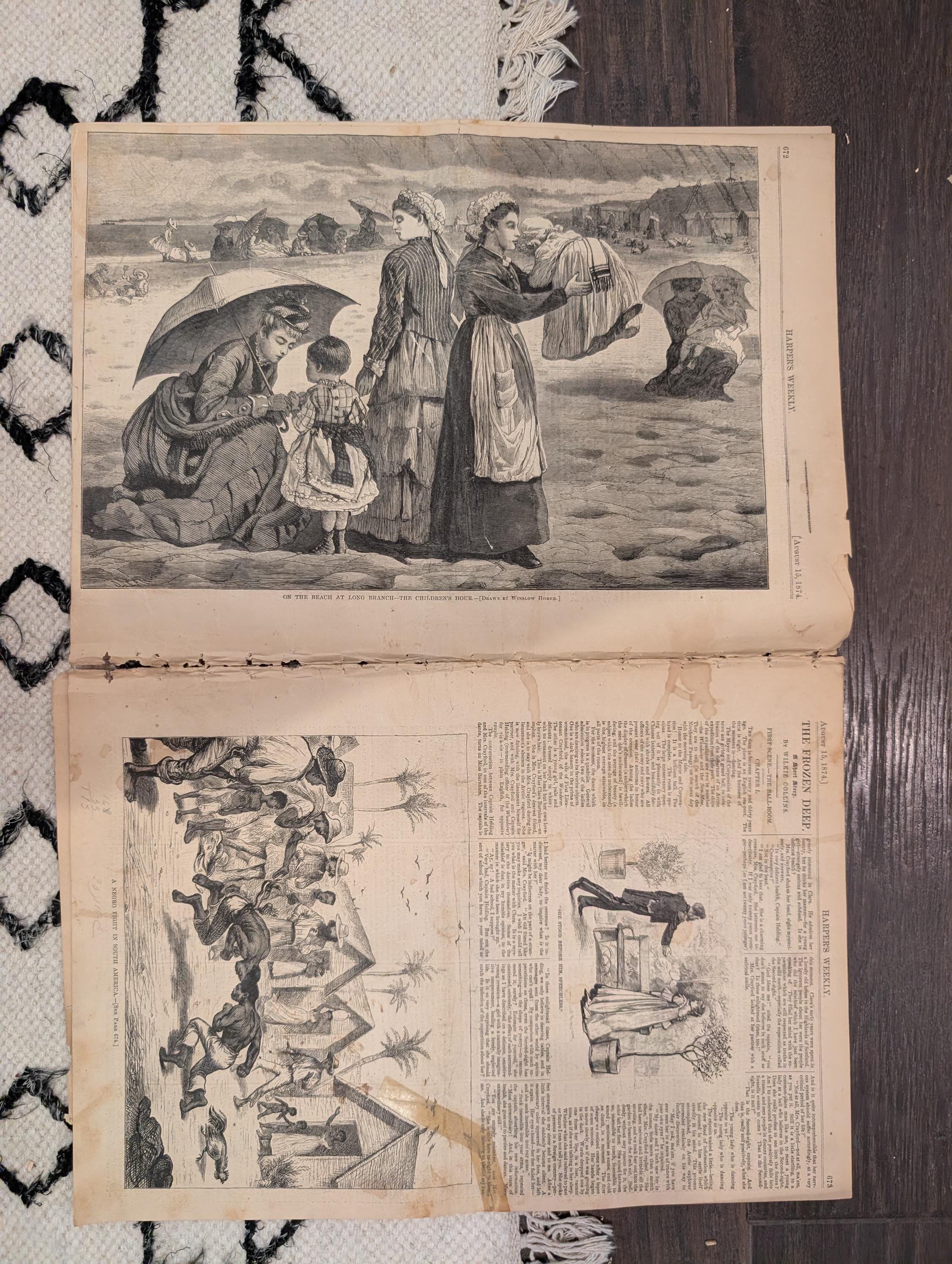 1874 Winslow Homer Long Branch · Black Watch Ashanti — Harper's Weekly Aug 15