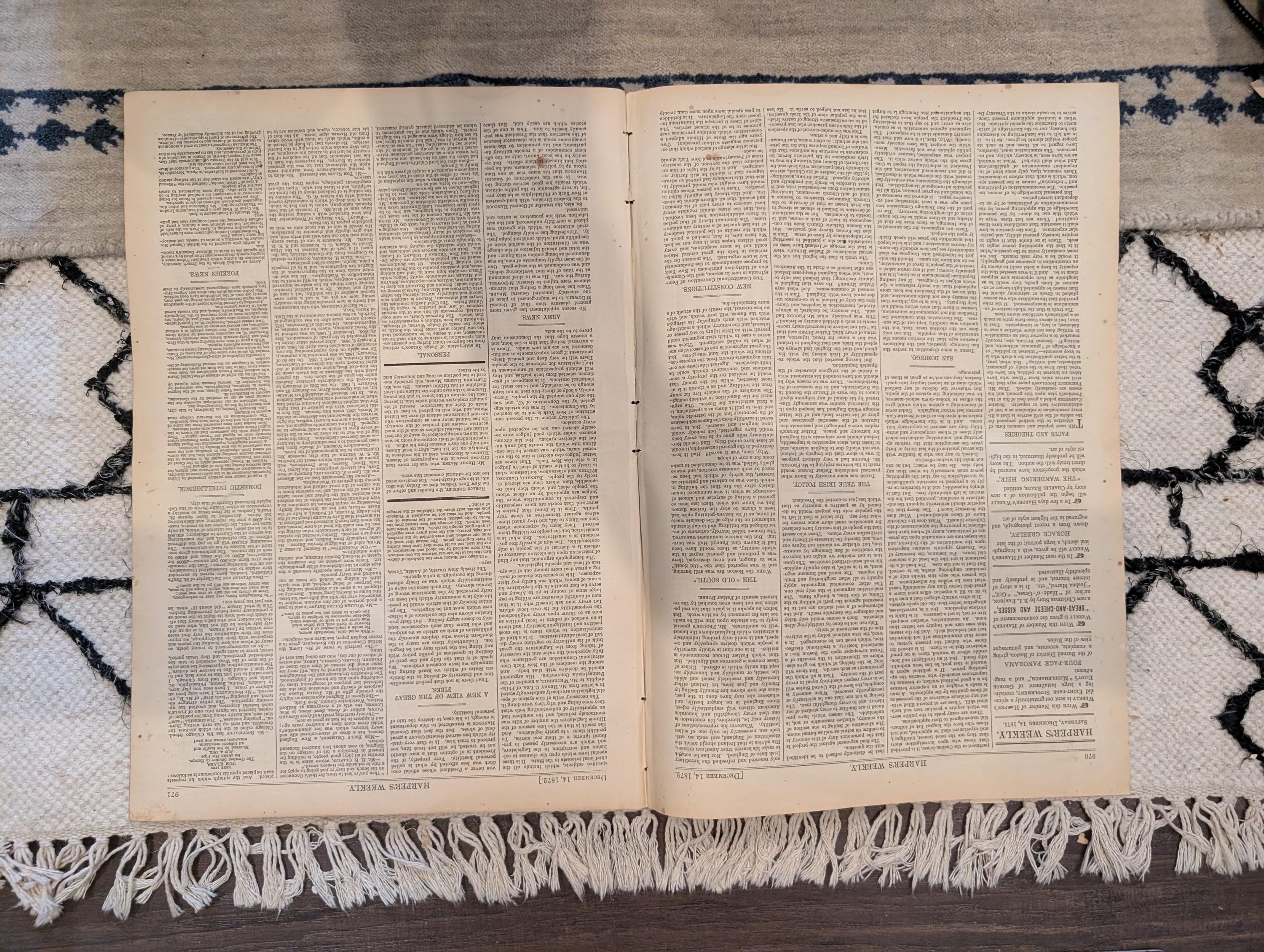 1872 Boston Fire Panoramic Print Harper's Weekly Dec 14 Supplement