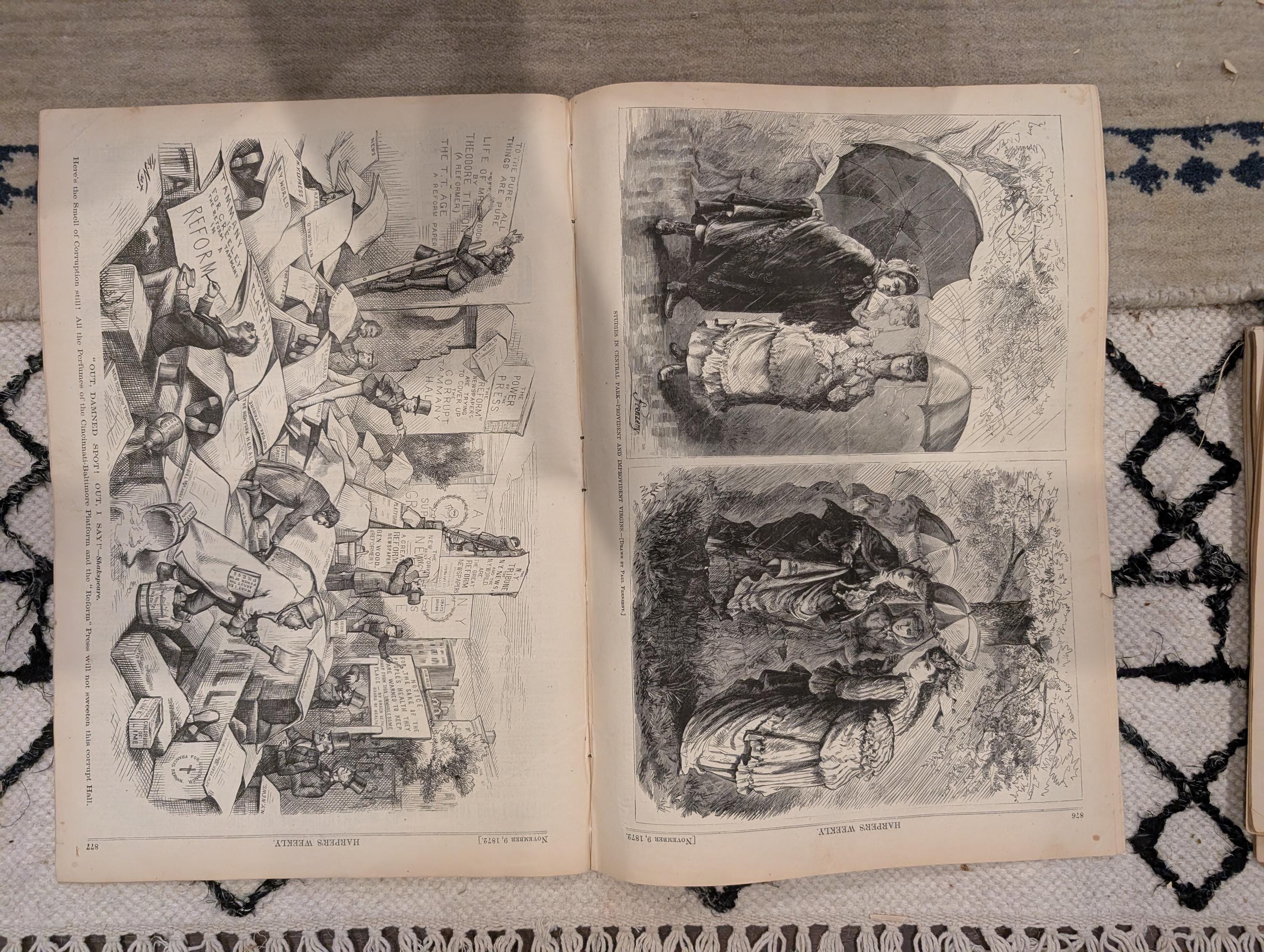1872 Nast Ship of State Harper's Weekly Nov 09 Election Centerfold