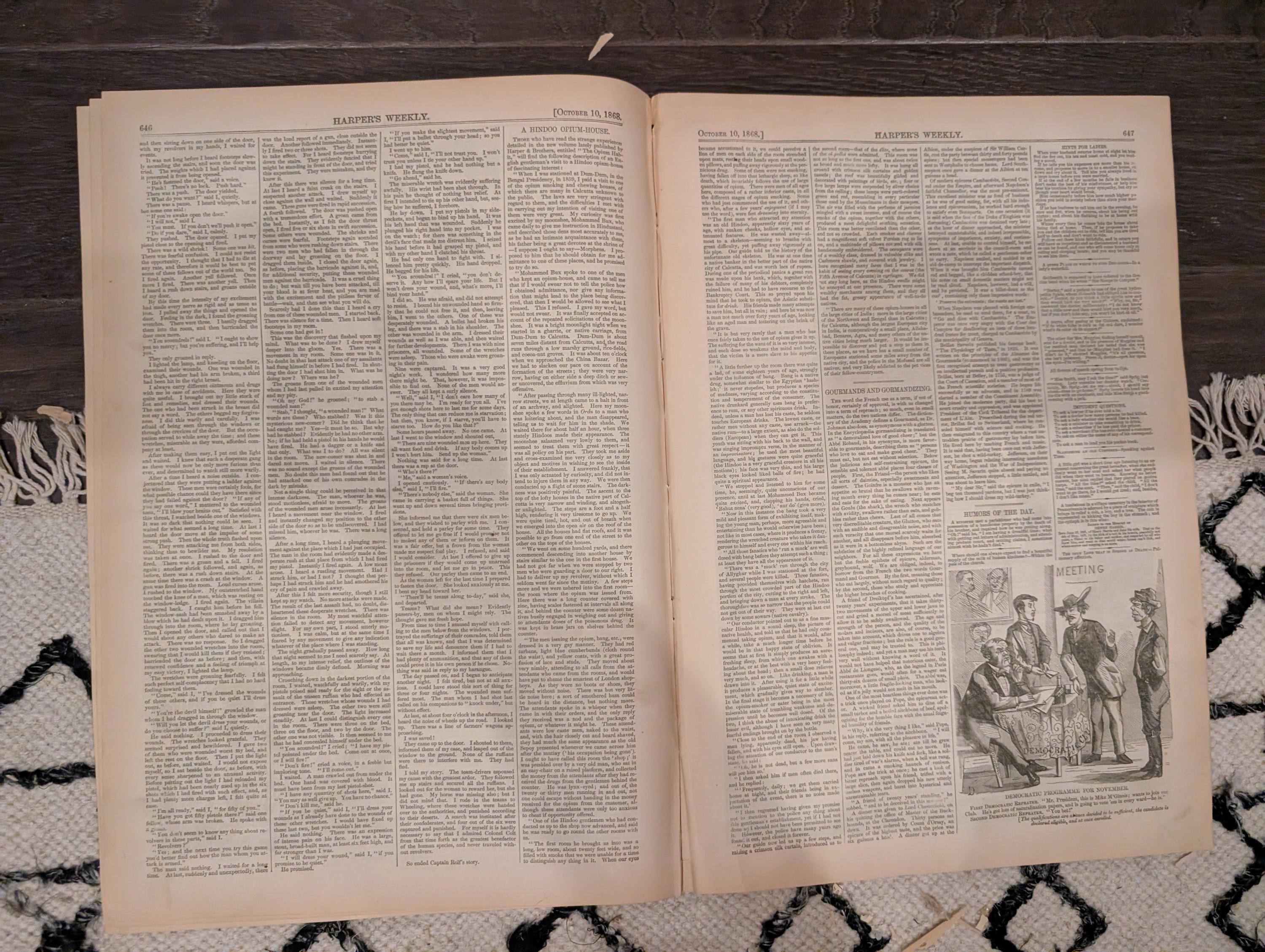 Harper’s Weekly – October 10, 1868 – Black Americana - Water Drinkers in Spain • South American Earthquake Wreck • Paraguayan