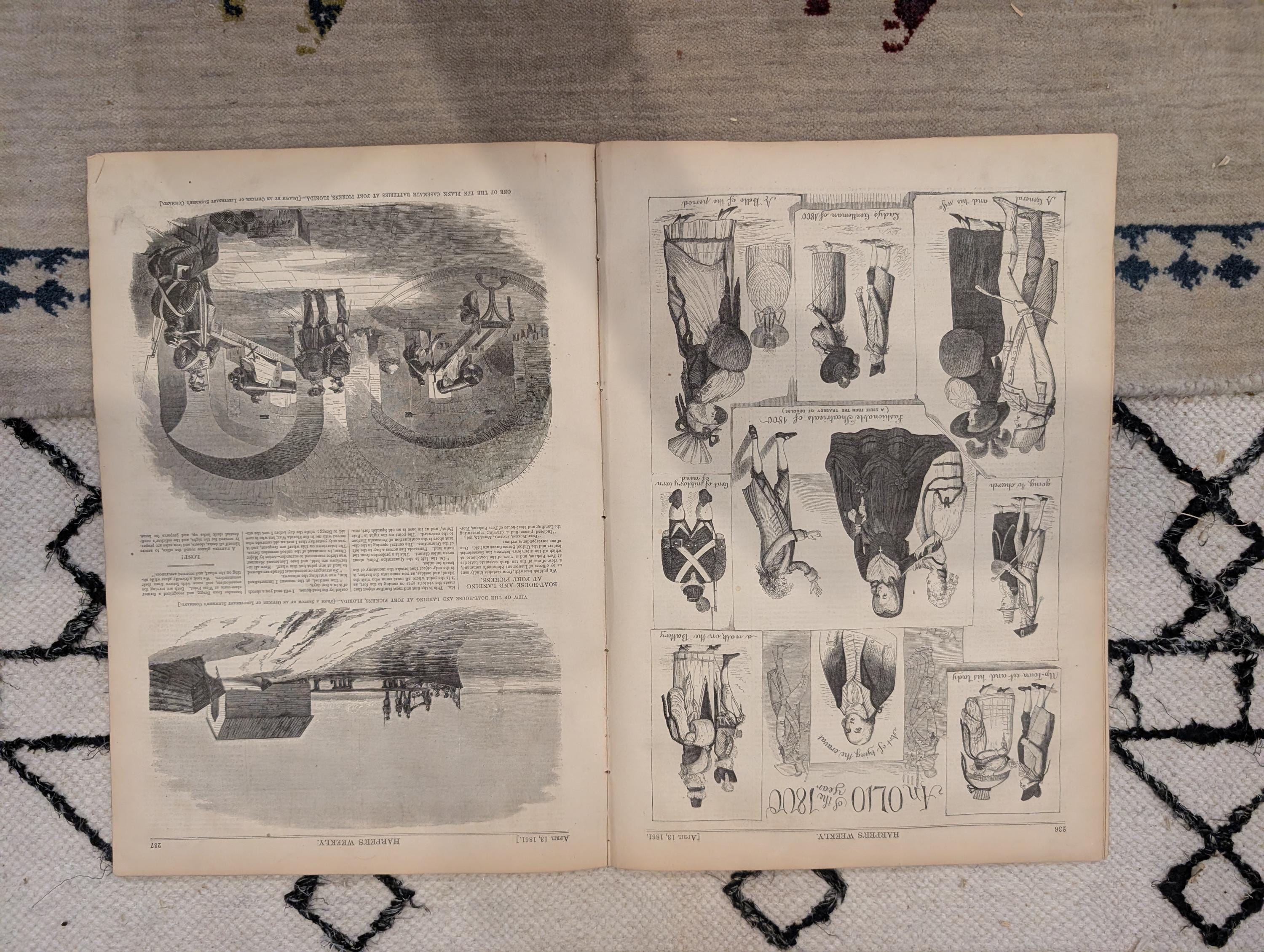 1861 Civil War Fort Pickens Harper's Weekly April 13 Lincoln Dickens