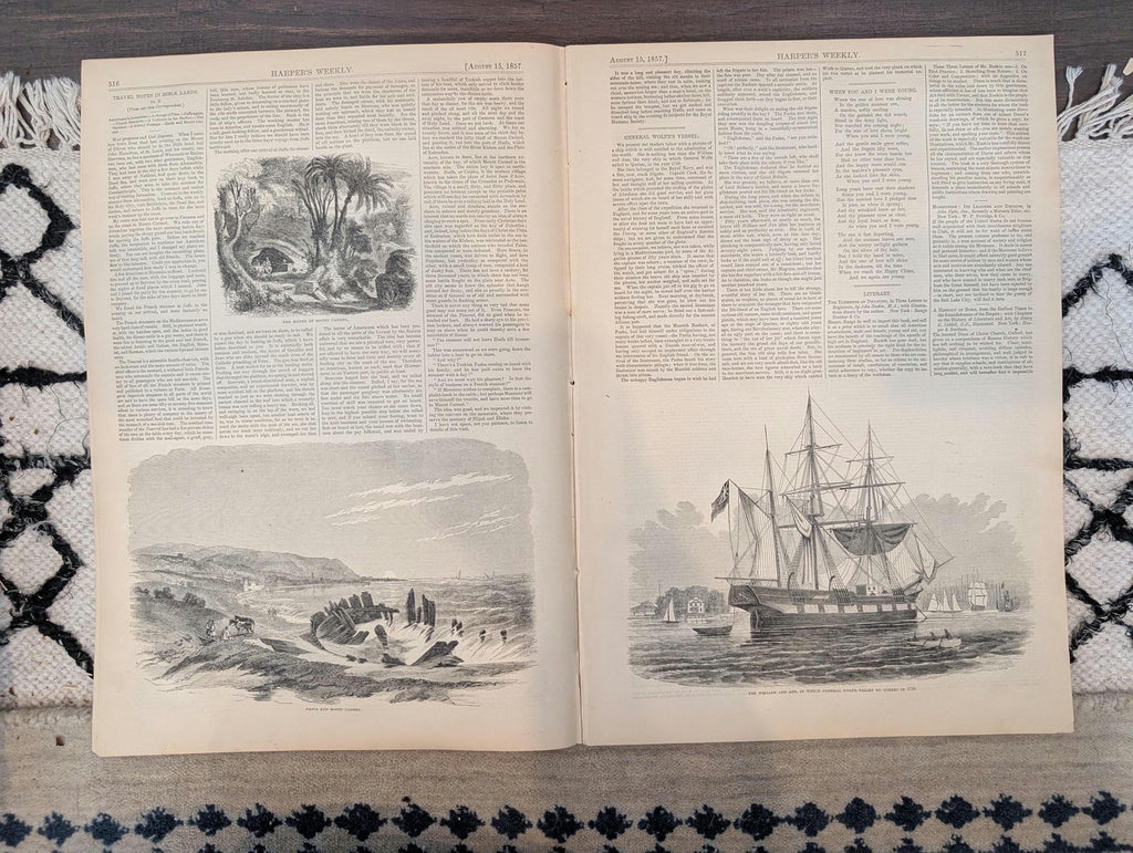 1857 Newport Bathing Scene Harper's Weekly August 15 King of Delhi General Wolfe