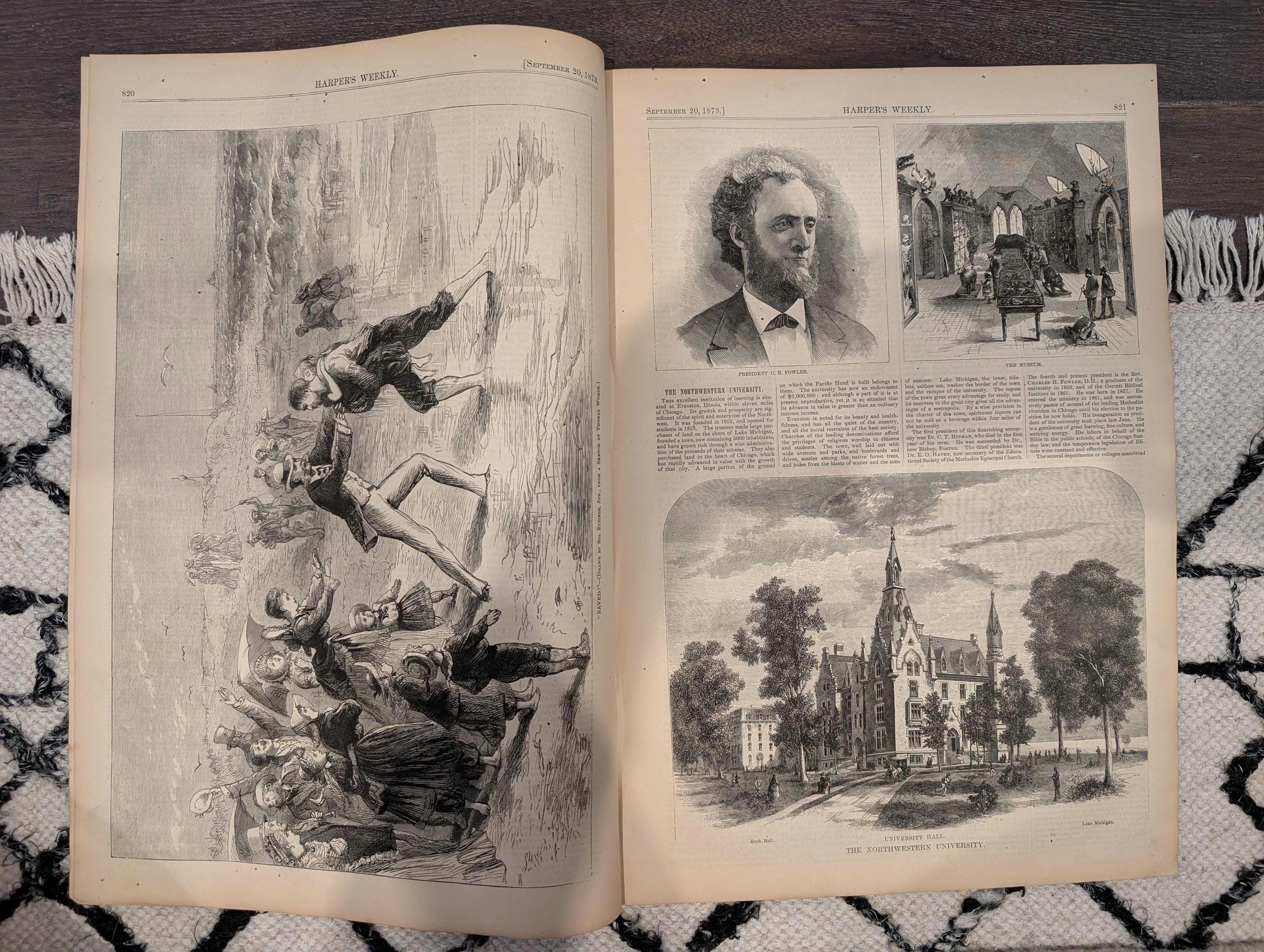 Harper’s Weekly — September 20, 1873 — Winslow Homer “Snap the Whip” — Original Antique Newspaper