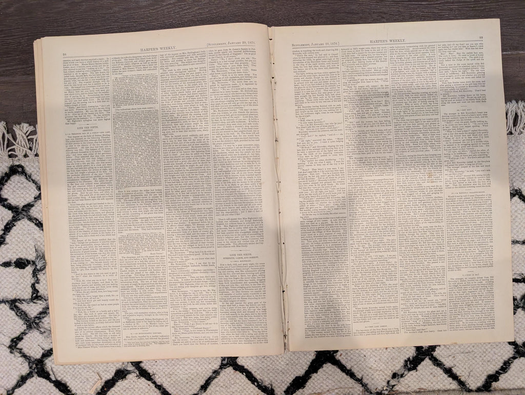 Harper’s Weekly January 29, 1876 – Victorian Engravings, Deer Stalking, Iceland Scenes, Elephant Fight, Smugglers Chase