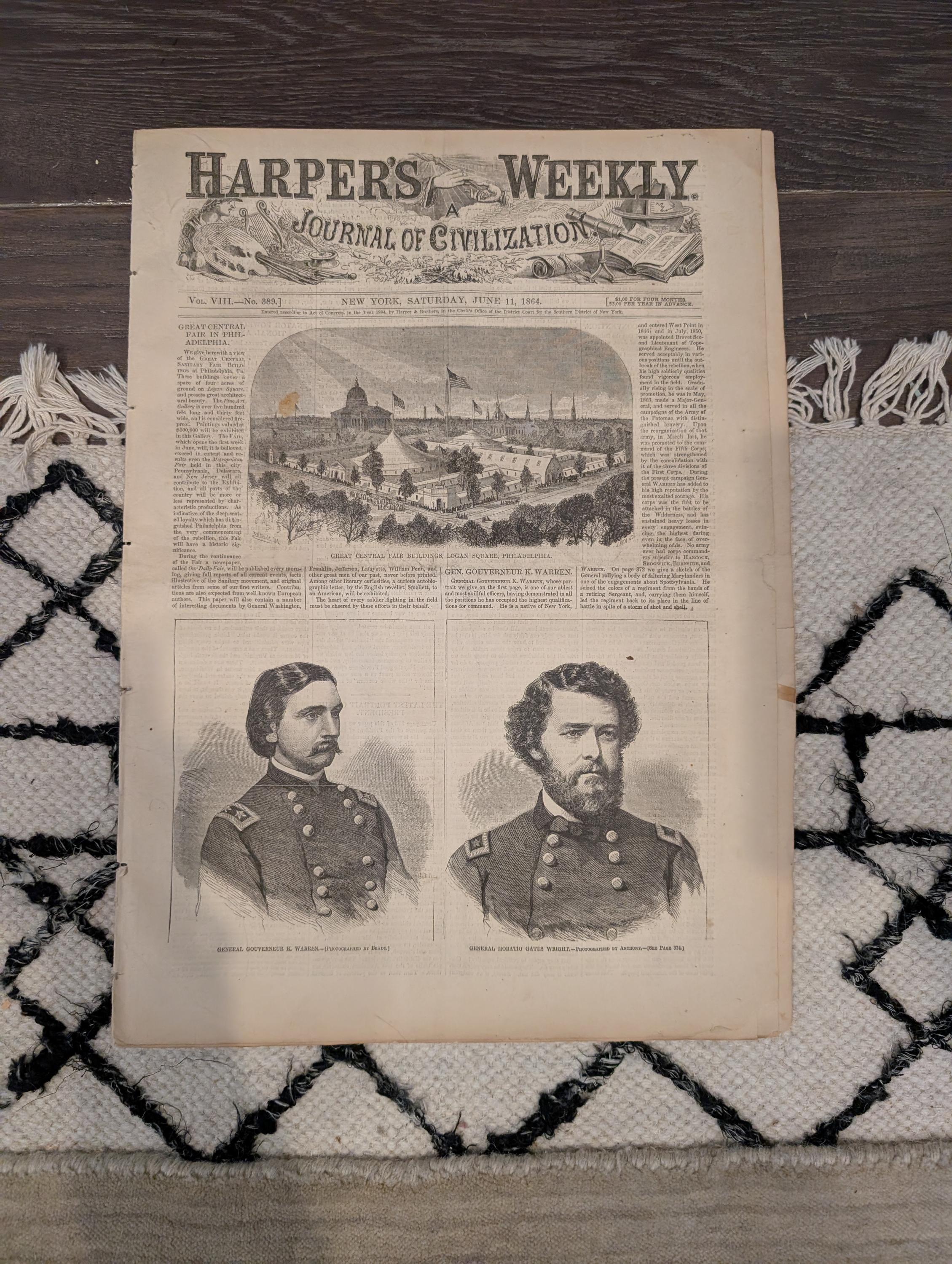 1864 Lincoln and Secretaries Harper's Weekly June 11 Spotsylvania Salient