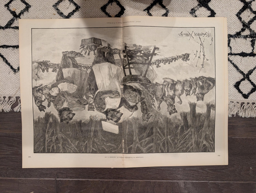 Harper’s Weekly – December 17, 1887 – Frederick Stuart Church Christmas Supplement • A.B. Frost • Logging Camp • Madre de Dios