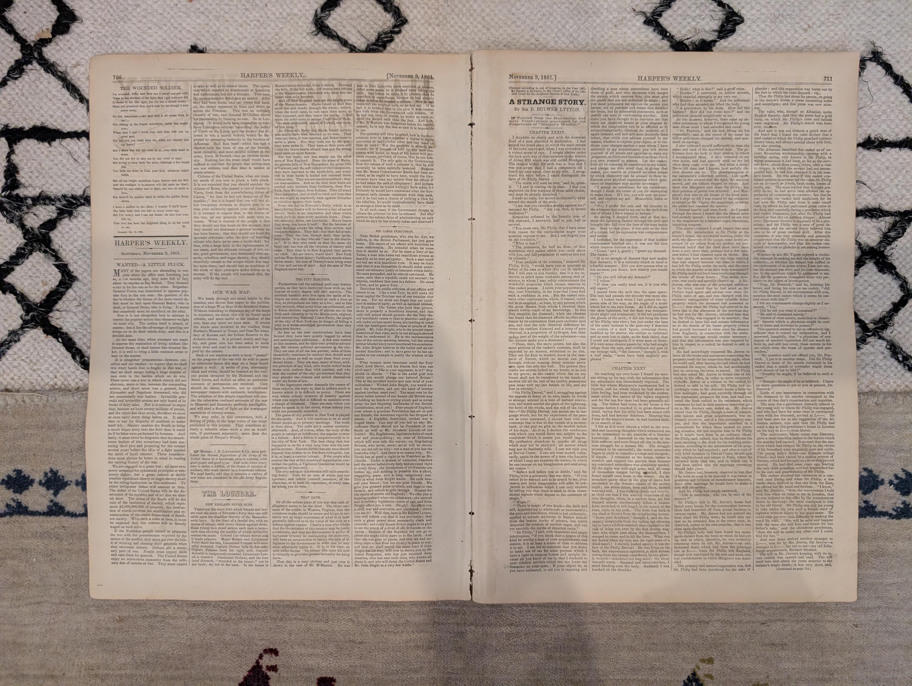 1861 Southern States Map Harper's Weekly Nov 09 Great Naval Expedition Dupont