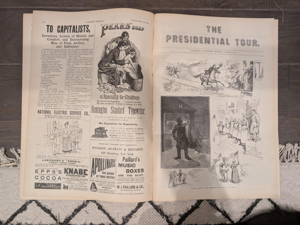 Harper’s Weekly October 22, 1887 – Lincoln Statue, Cycling, Presidential Tour, Yacht Club Cup