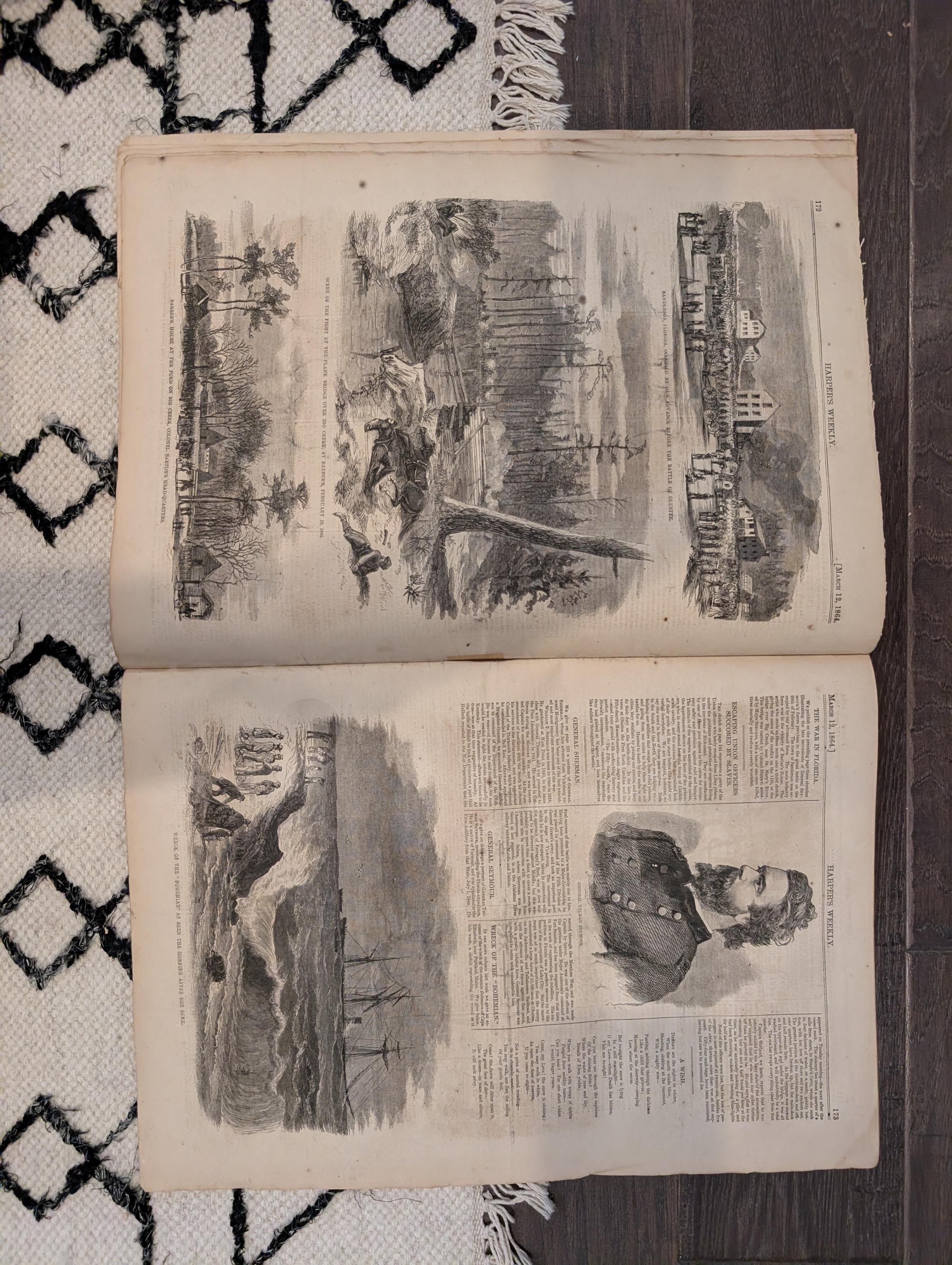 Harper's Weekly 1864 William T. Sherman March 12 Slaves Succoring Union Officers