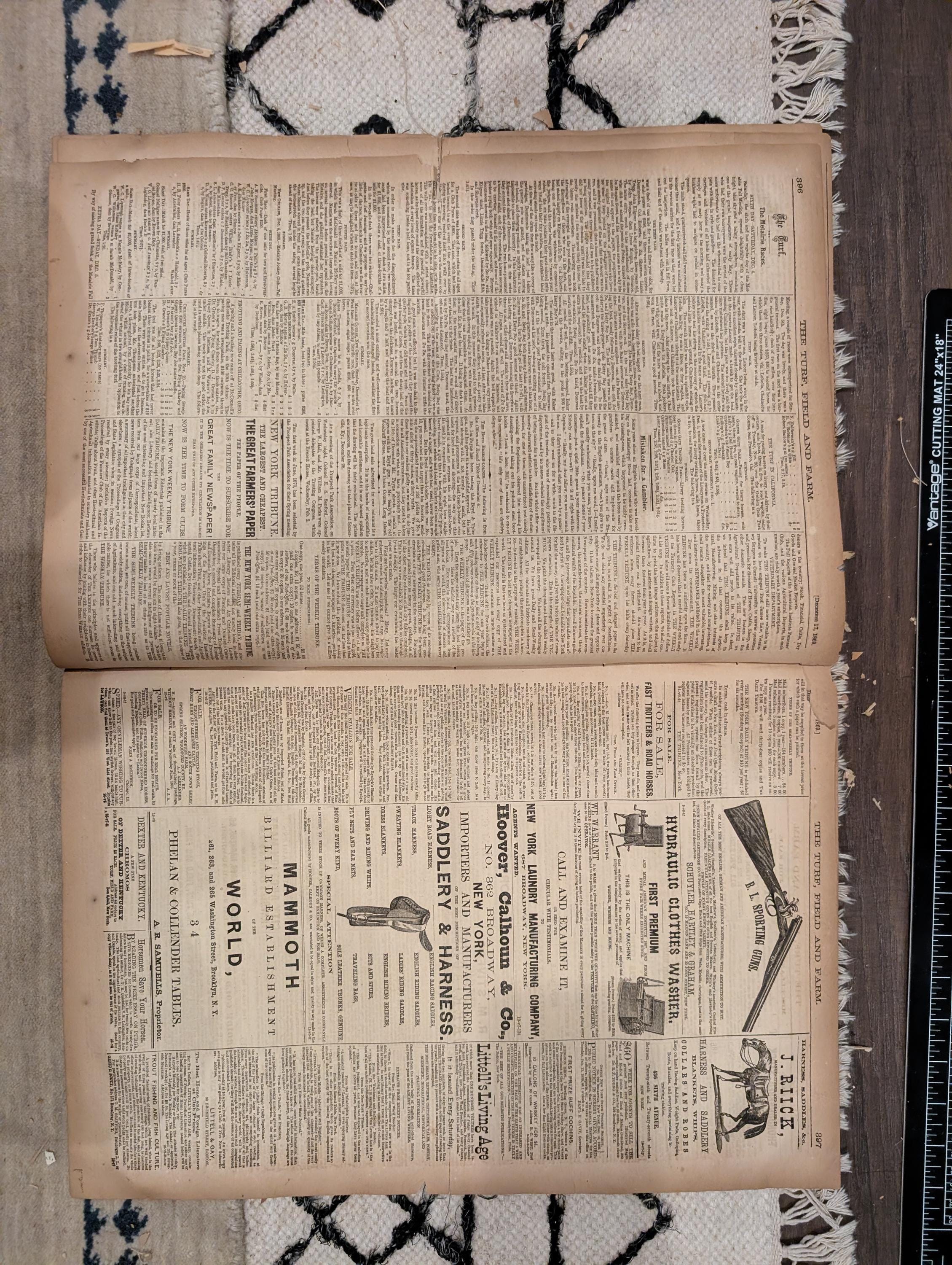 1869 Turf Field and Farm — Baseball Convention, English Derby, Chess, Horse Racing, Dec 17