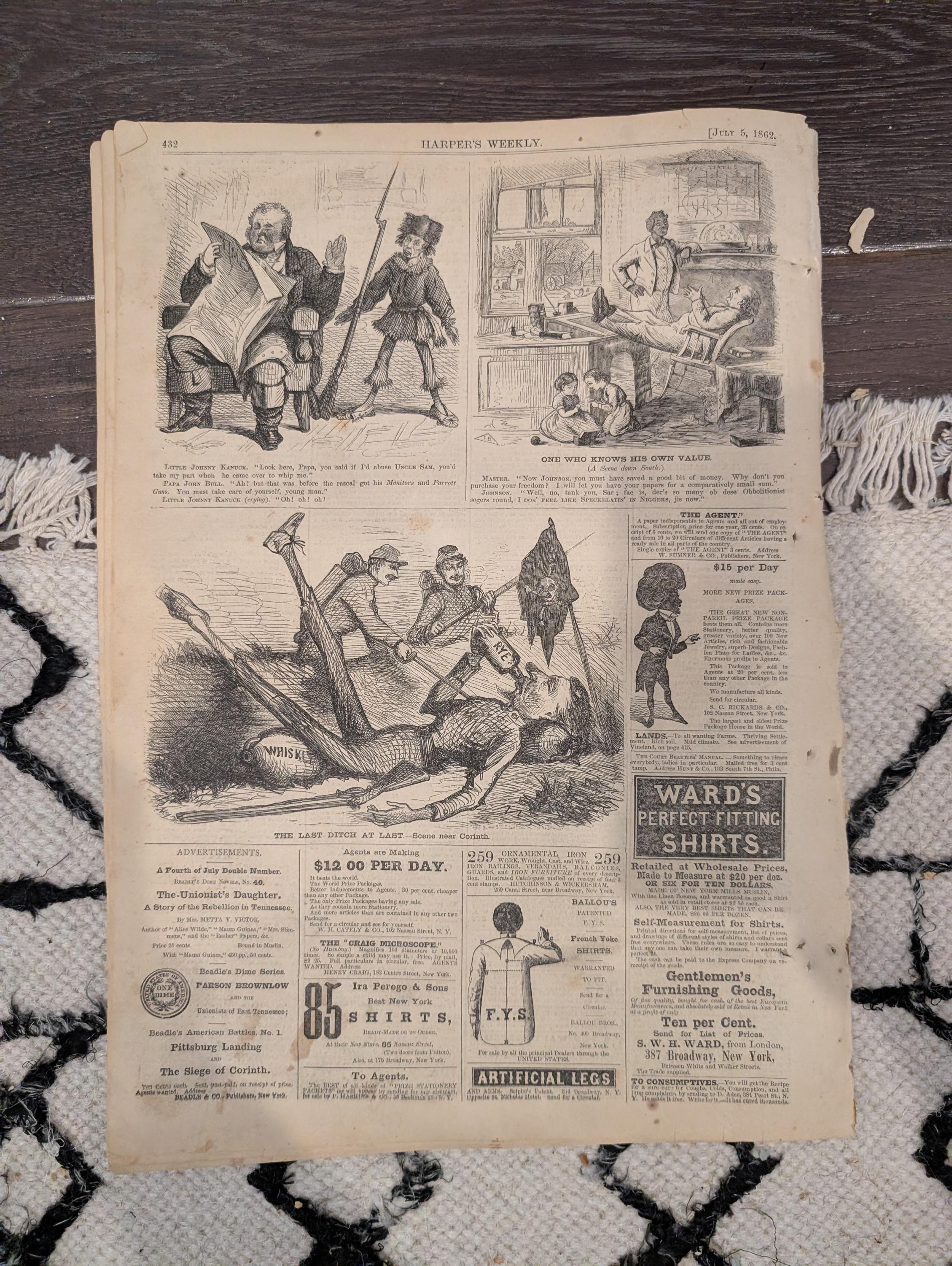 Harper’s Weekly – July 5, 1862 • Winslow Homer Cavalry Charge • Memphis & Cumberland Gap • Fair Oaks Artillery