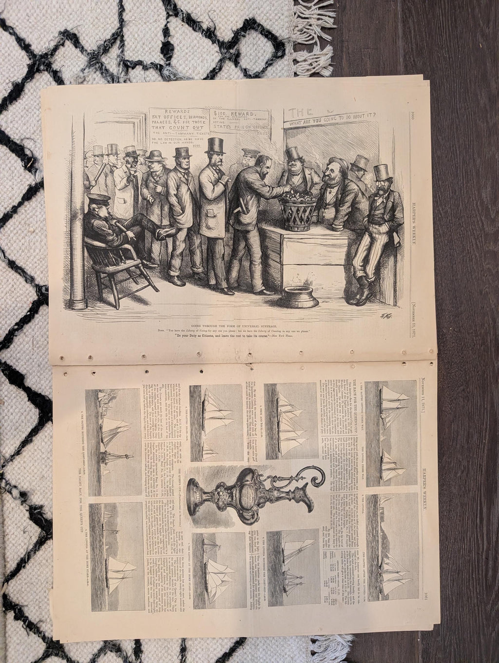 1871 Great Chicago Fire Ruins, Nast "Tammany Tiger Loose," Château Lafite Harvest — Nov 11