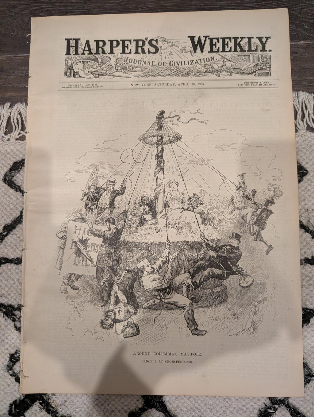 Harper’s Weekly April 30 1887 – Cliff House & Sutro Park, Mt. Shasta, Columbia Maypole Cover, San Francisco Views