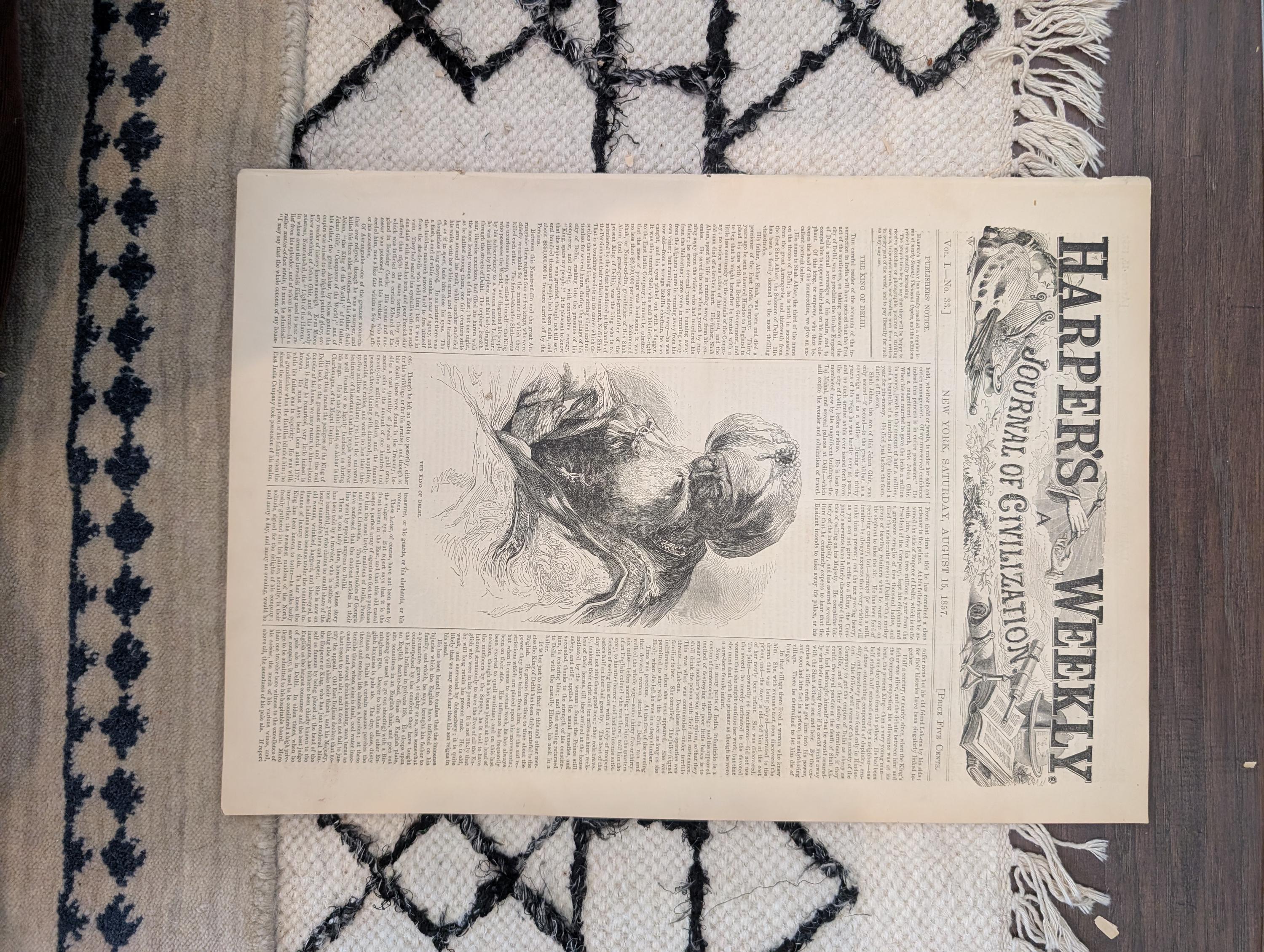 1857 Newport Bathing Scene Harper's Weekly August 15 King of Delhi General Wolfe