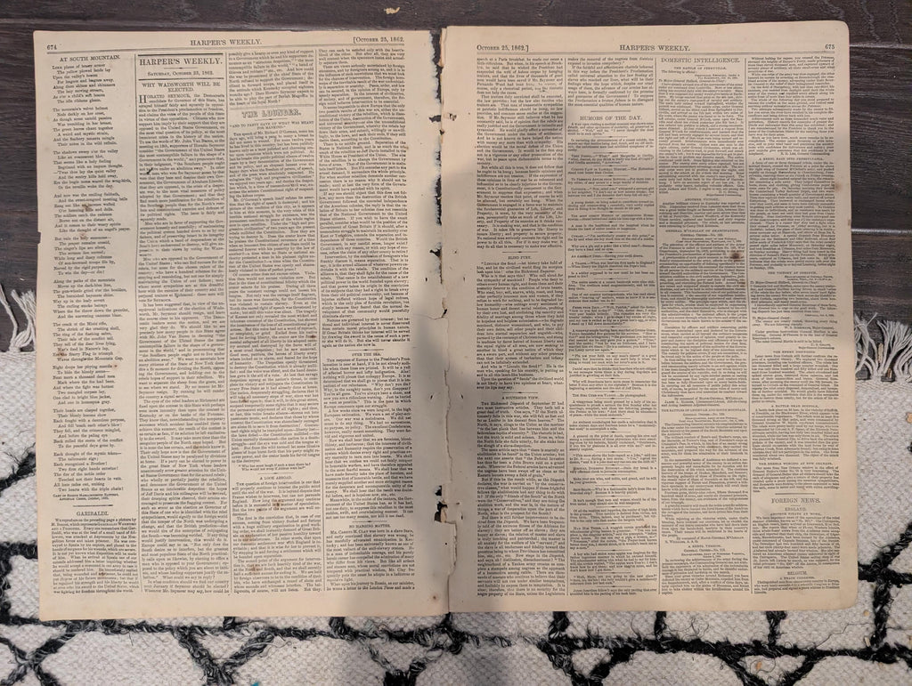 Harper’s Weekly – October 11, 1862 • Battle of Antietam Centerfold • Lincoln Proclamation • South Mountain Map
