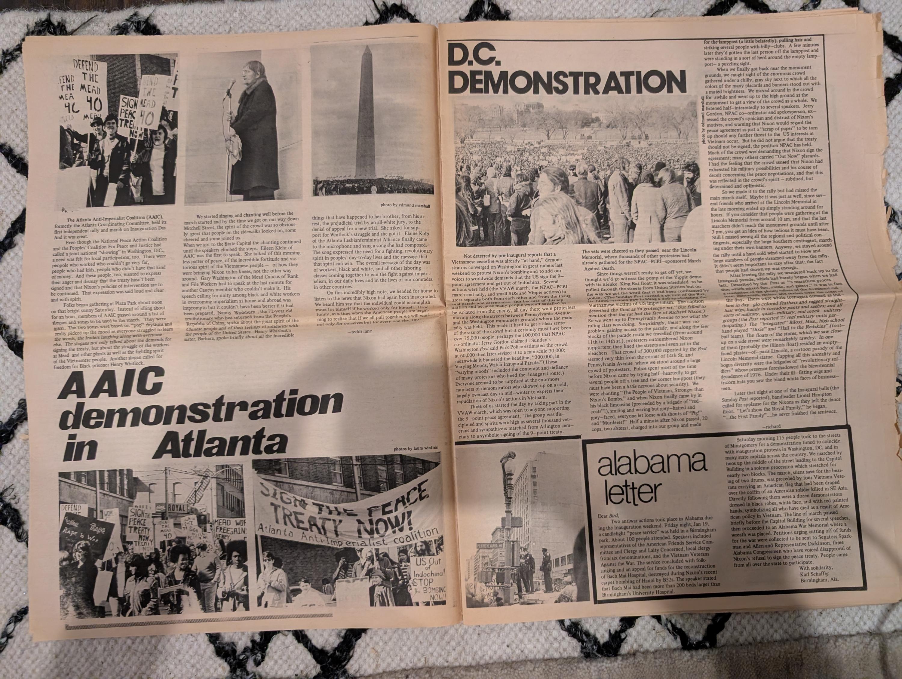 Vintage Underground Newspaper – The Great Speckled Bird – January 29, 1973 – Atlanta Counterculture, Roe v. Wade, MLK March, Richard’s Rock