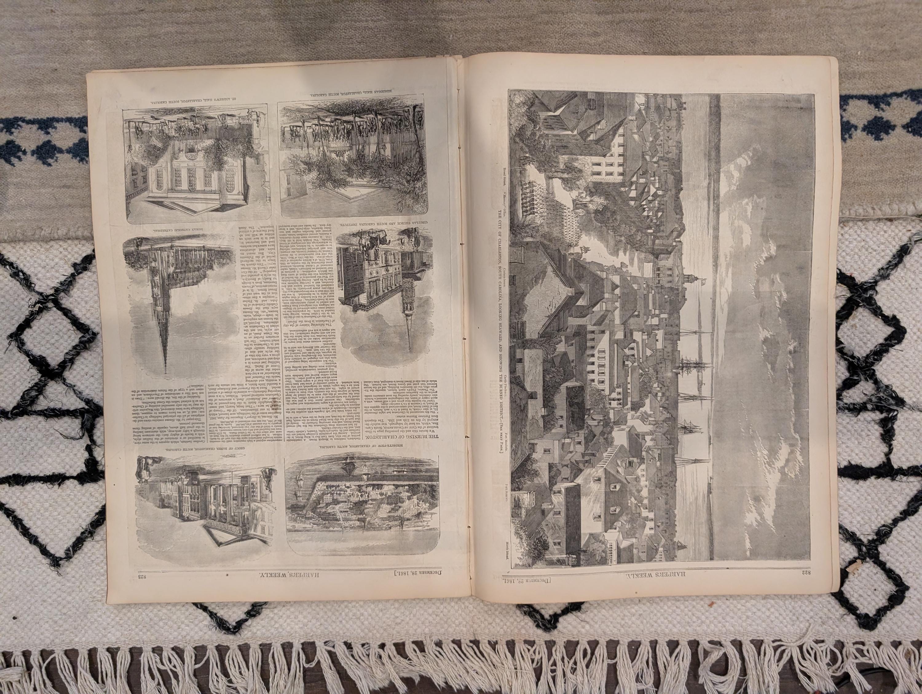 1861 Burning of Charleston Harper's Weekly Dec 28 Fort Pickens Missouri Refugees