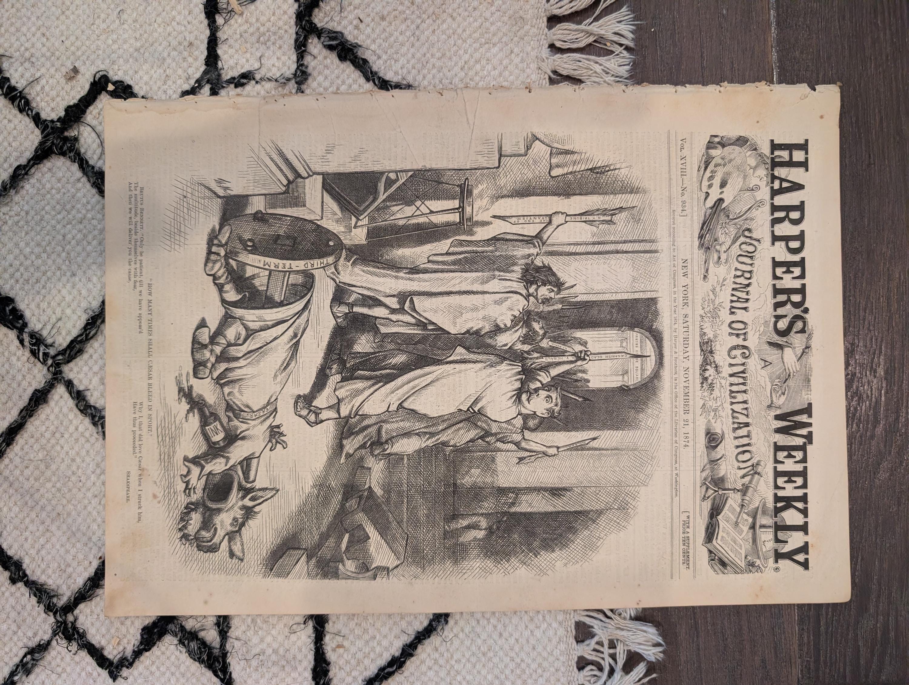 1874 Republican Elephant Nast, Tilden Governor, Family Lawyer — Nov 21