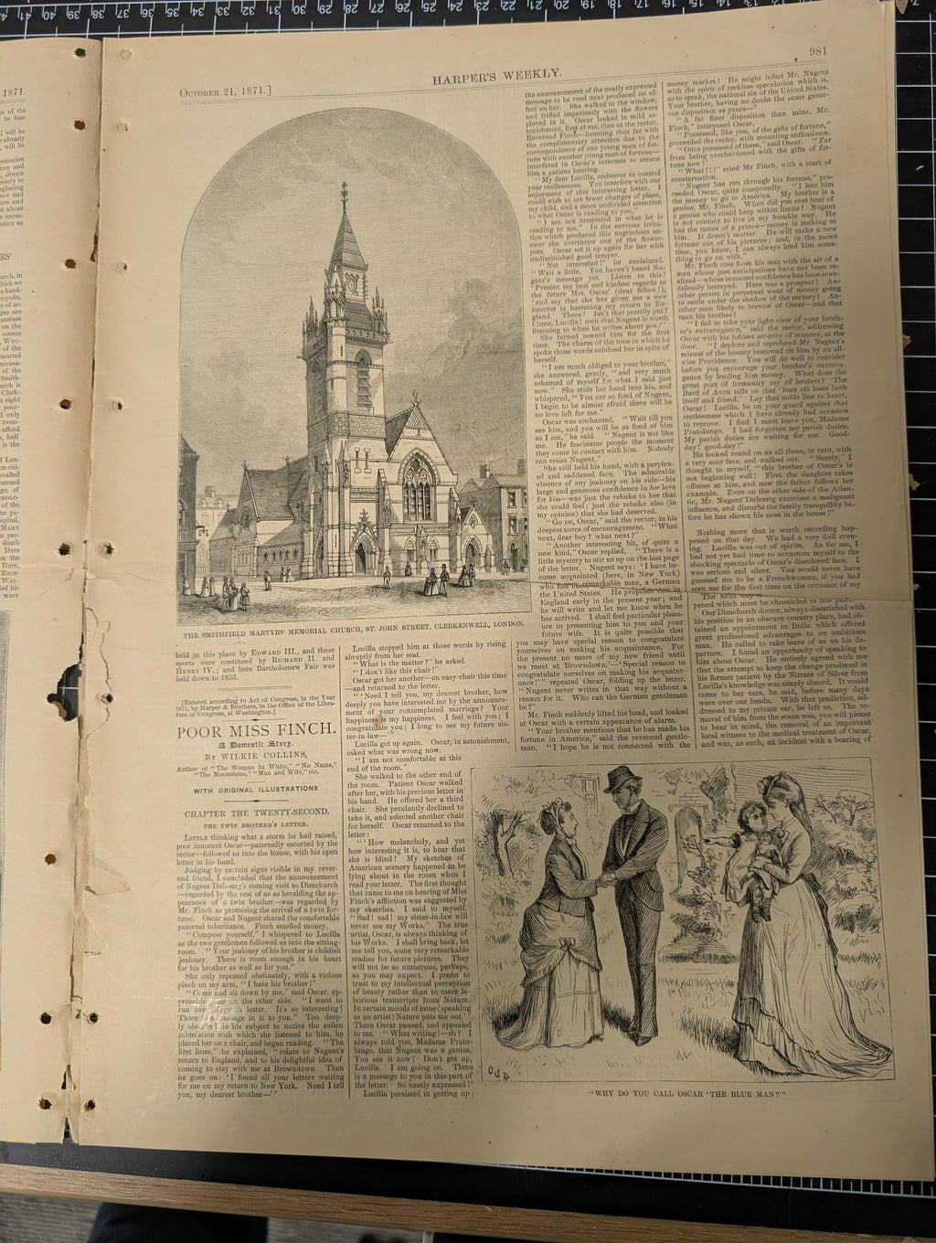 Harper’s Weekly – October 21, 1871 – Complete w/ Supplement (24 pp) | Chicago Before the Fire Double-Page, Nast “Brains” Cartoon, Mont Cenis