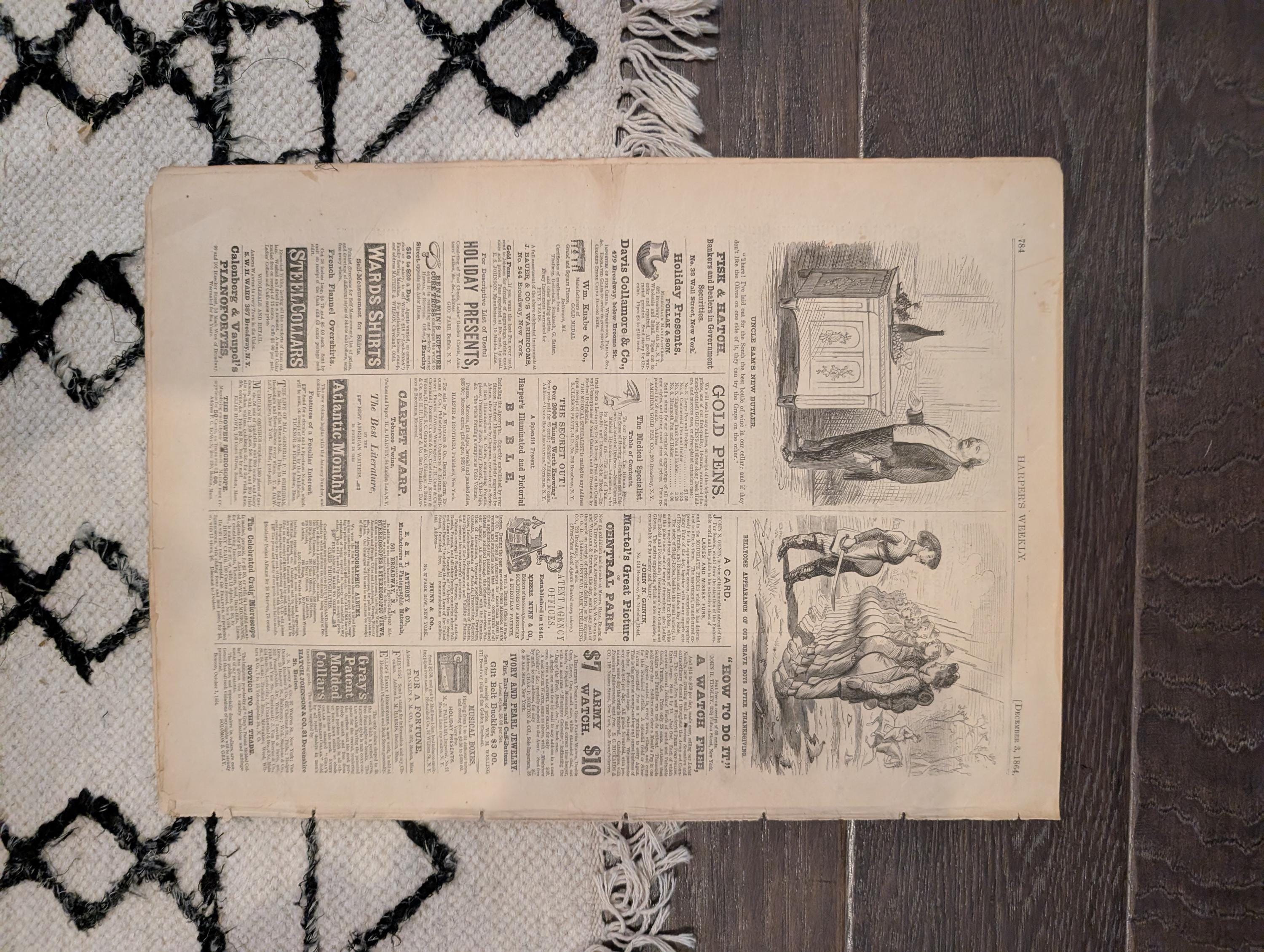 1864 Thomas Nast Thanksgiving Harper's Weekly December 03 Winslow Homer Wishbone