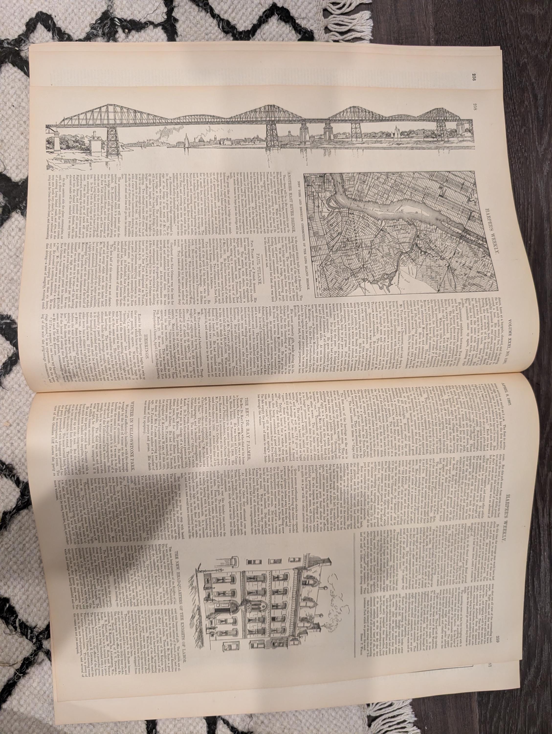 Harper’s Weekly – April 9, 1887 – Yellowstone in Winter, Elk Encounter, Old Faithful, Wild West Satire + NC “New South” Supplement