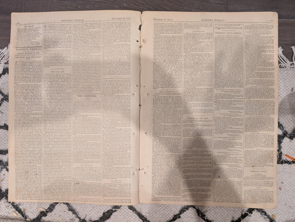 Harper’s Weekly — September 27, 1862 — Rebel Occupation of Frederick & Hagerstown, Maryland + Cincinnati Views