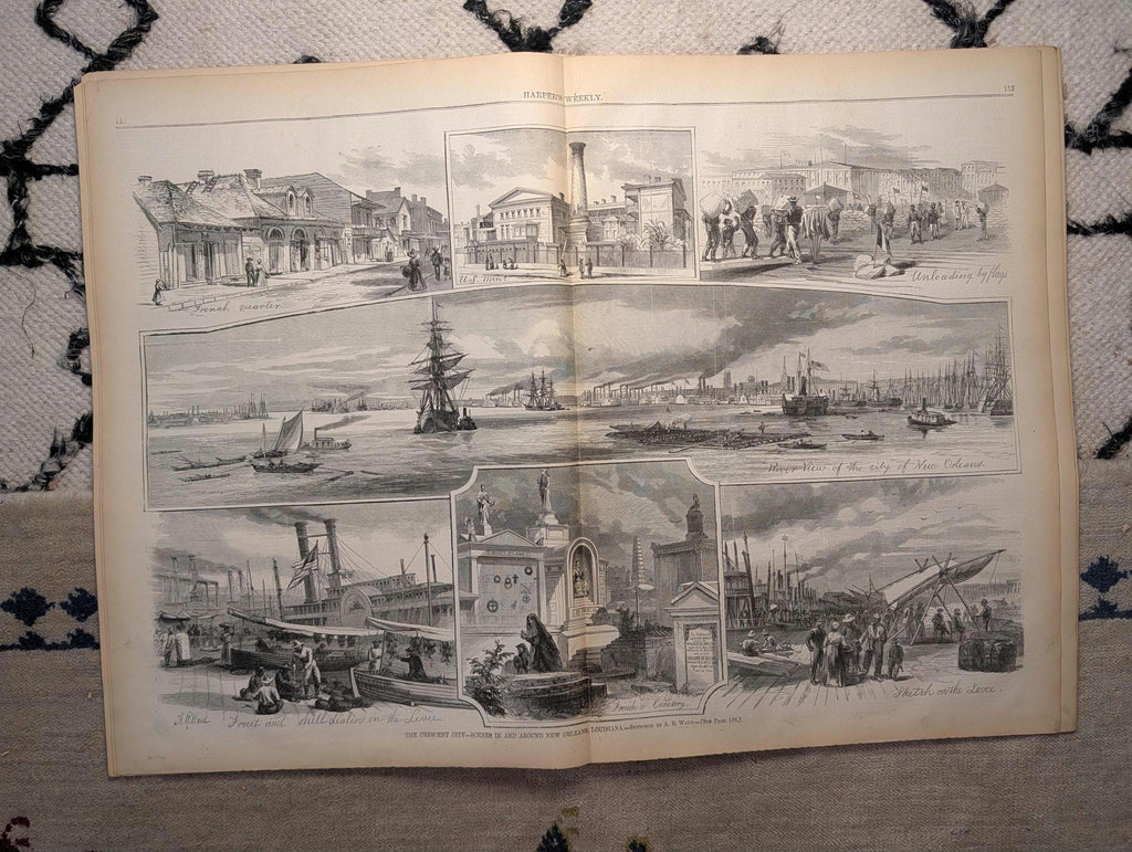 1867 New Orleans "Crescent City" Seven-Scene Double-Page Centerfold — Mar 9