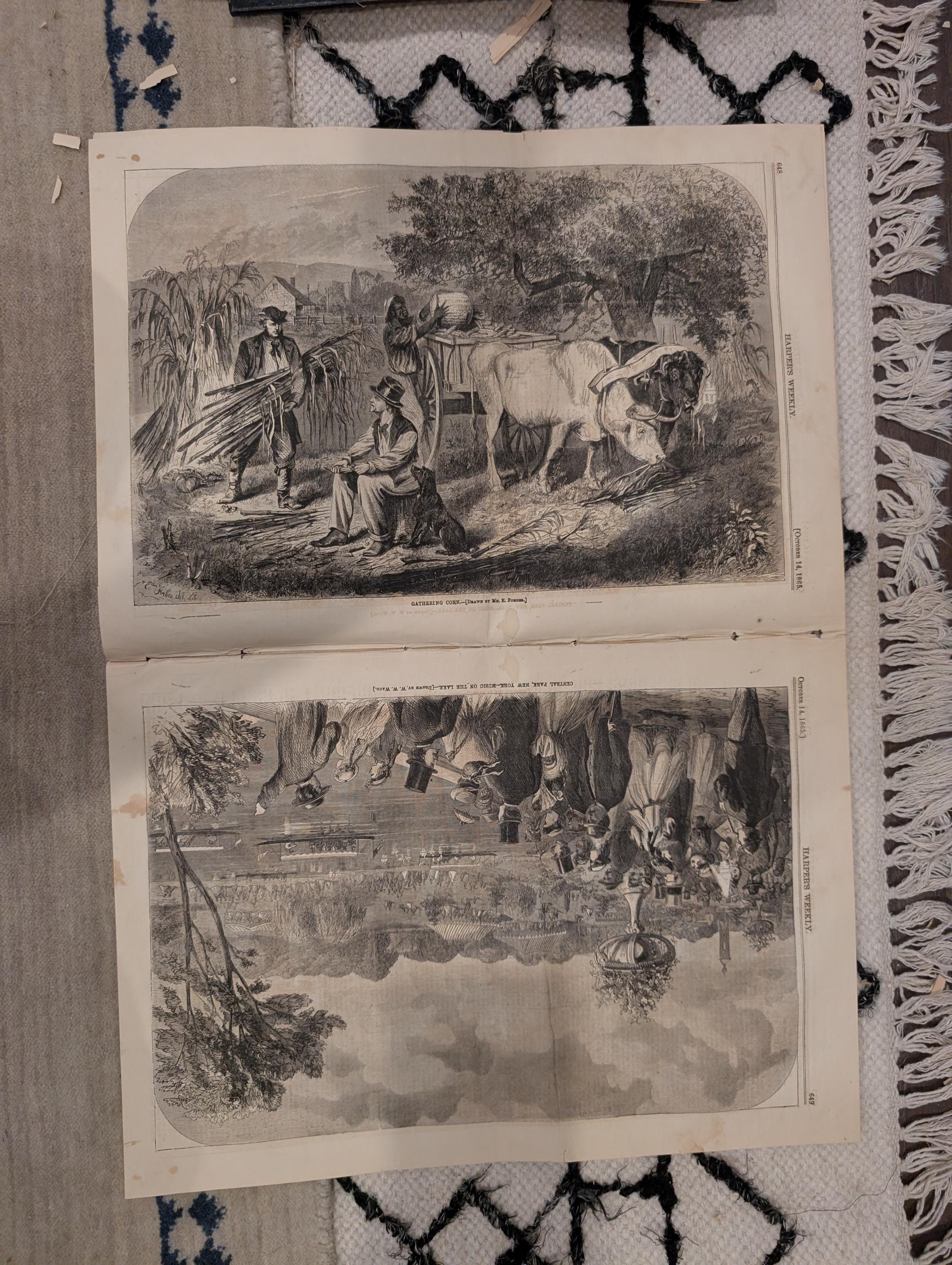 1865 Harper's Weekly — Alfred Tennyson, Central Park, President Johnson Pardons Rebels, Oct 14