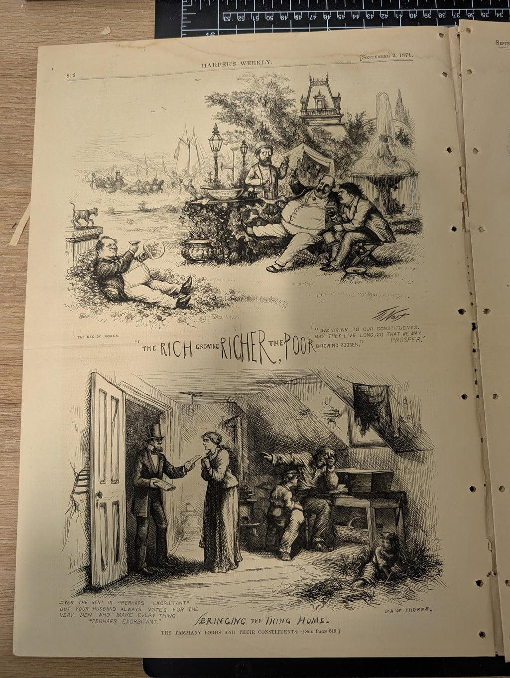 Harper’s Weekly – September 2, 1871 | Thomas Nast Cartoon, Wilkie Collins Portrait, Tammany Ring, “Summer Palaces” | Complete w/ Supplement