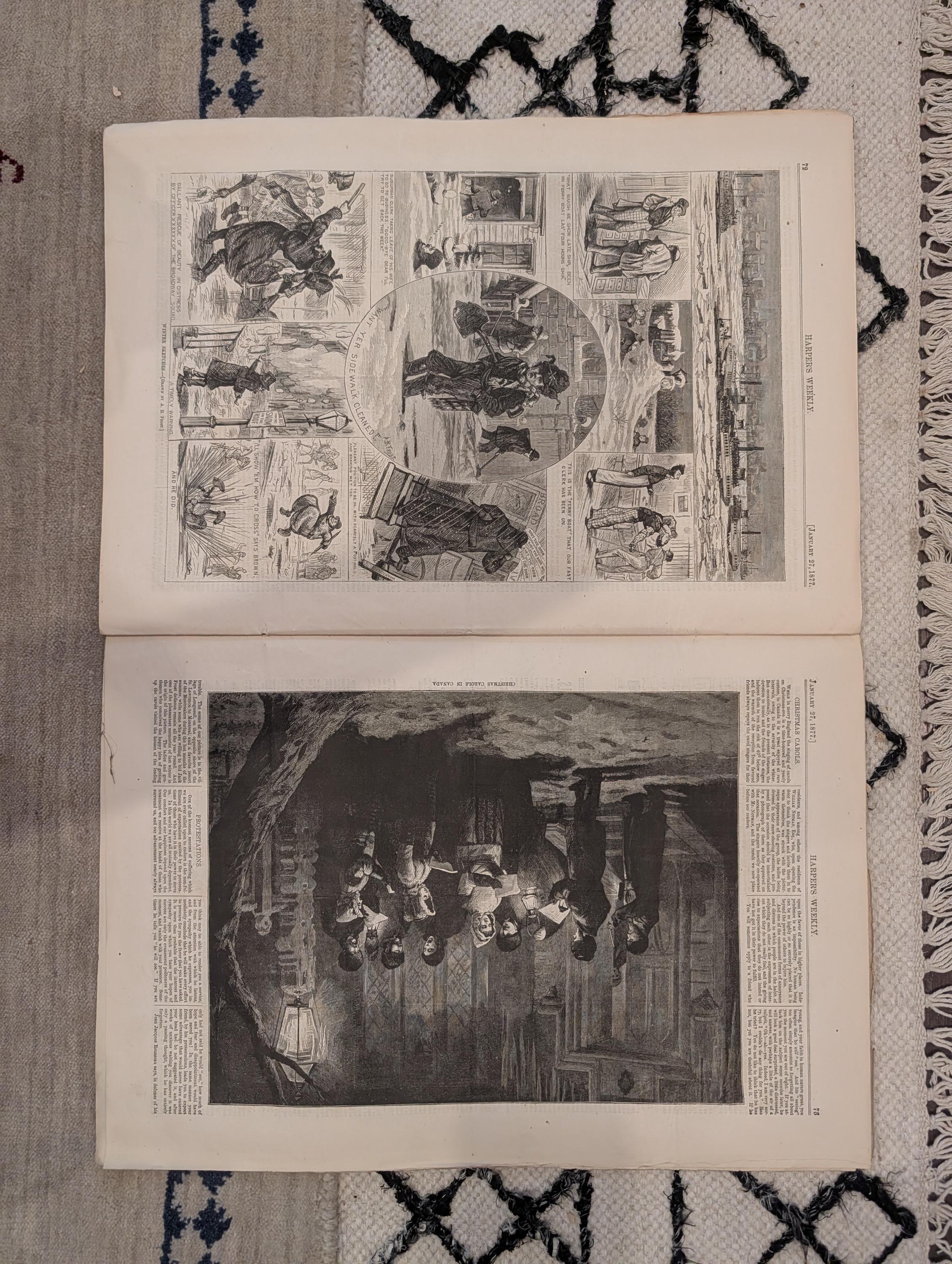 1877 Cornelius Vanderbilt Burial, Nast Cartoon, Grandfather's Fete — Jan 27
