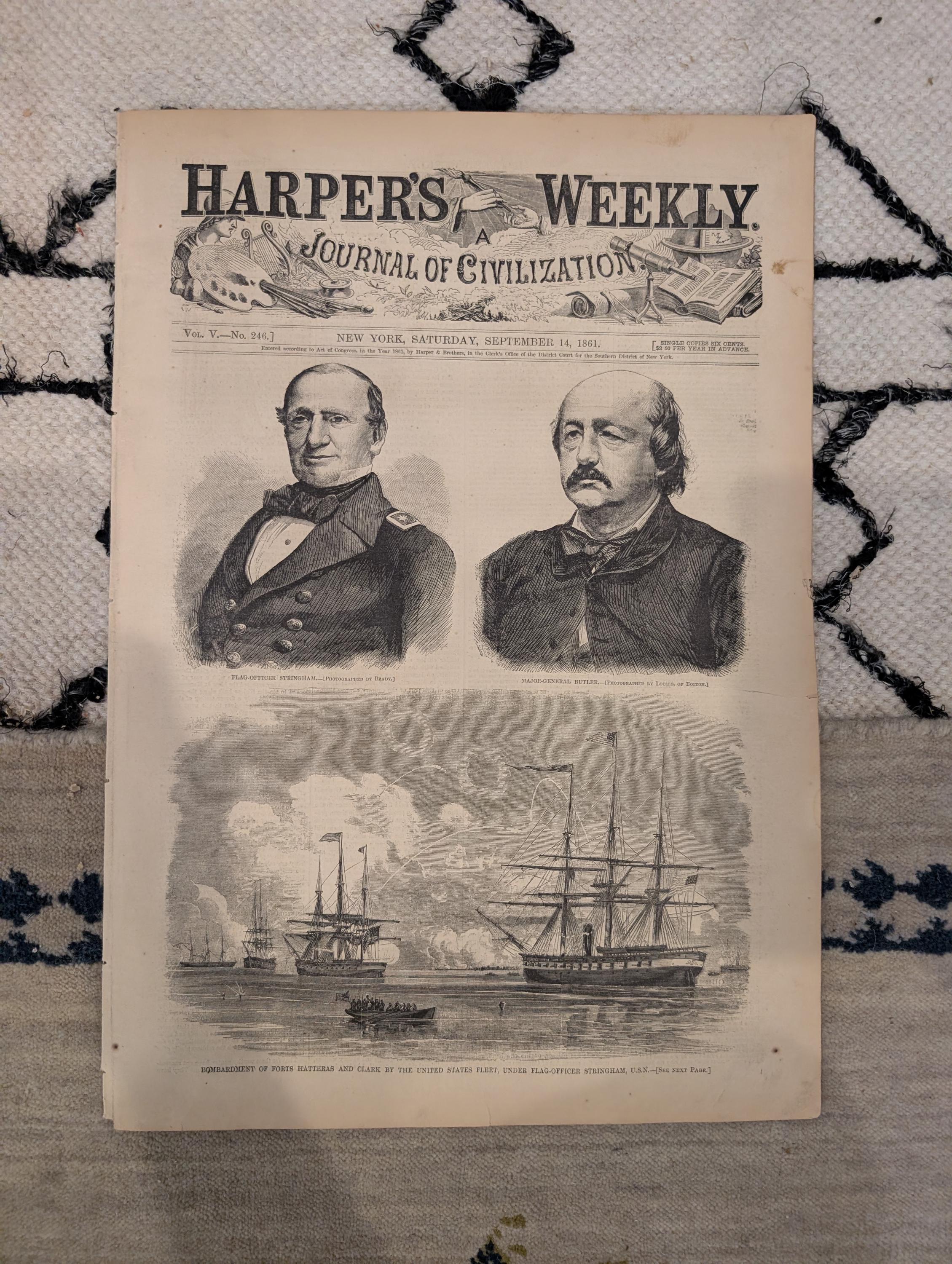 1861 General Butler Hatteras Expedition Harper's Weekly Sept 14 West Point Foundry