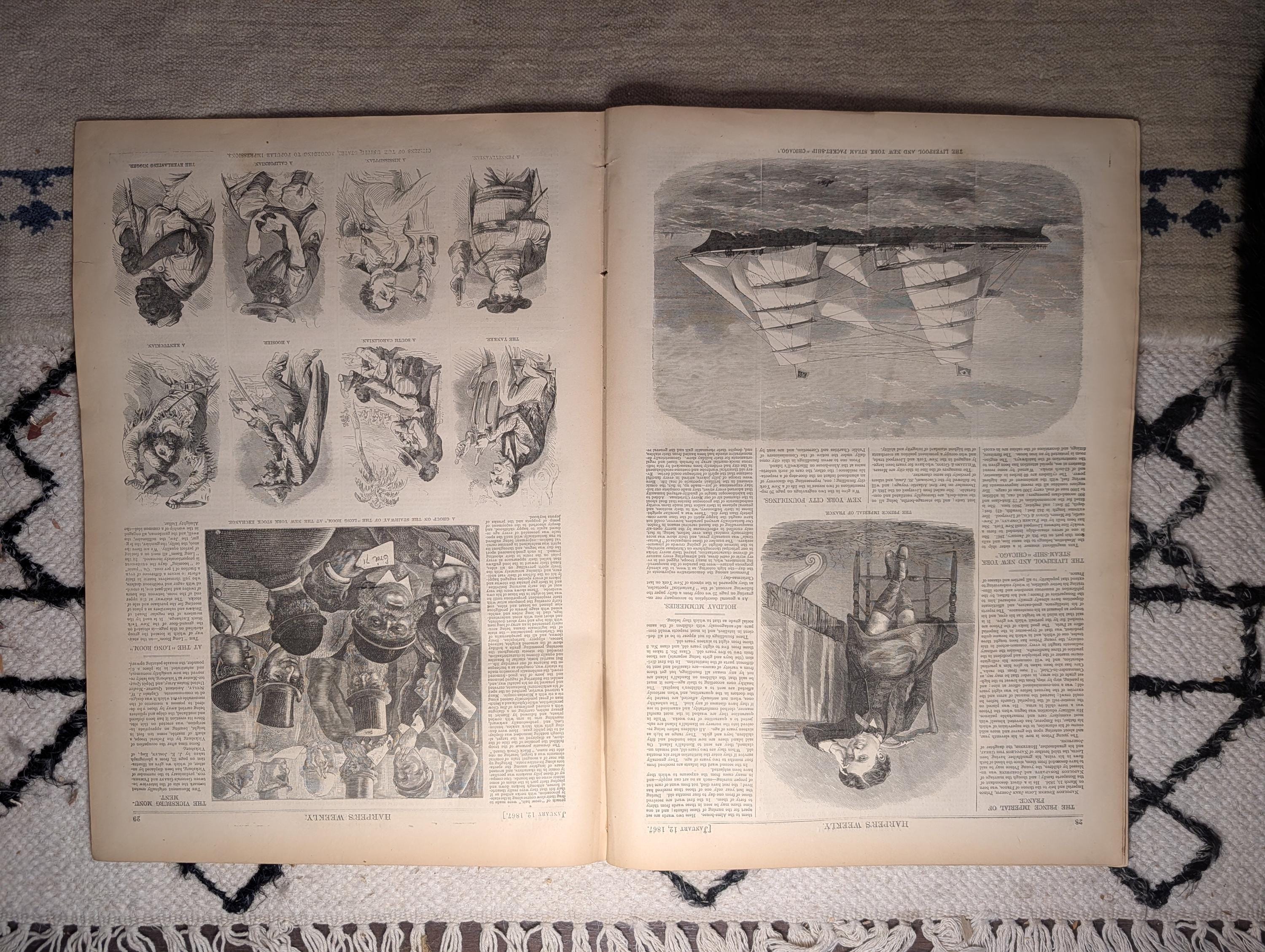 1867 Thomas Nast Emancipation Proclamation, Frederick Douglass Letter — Jan 12