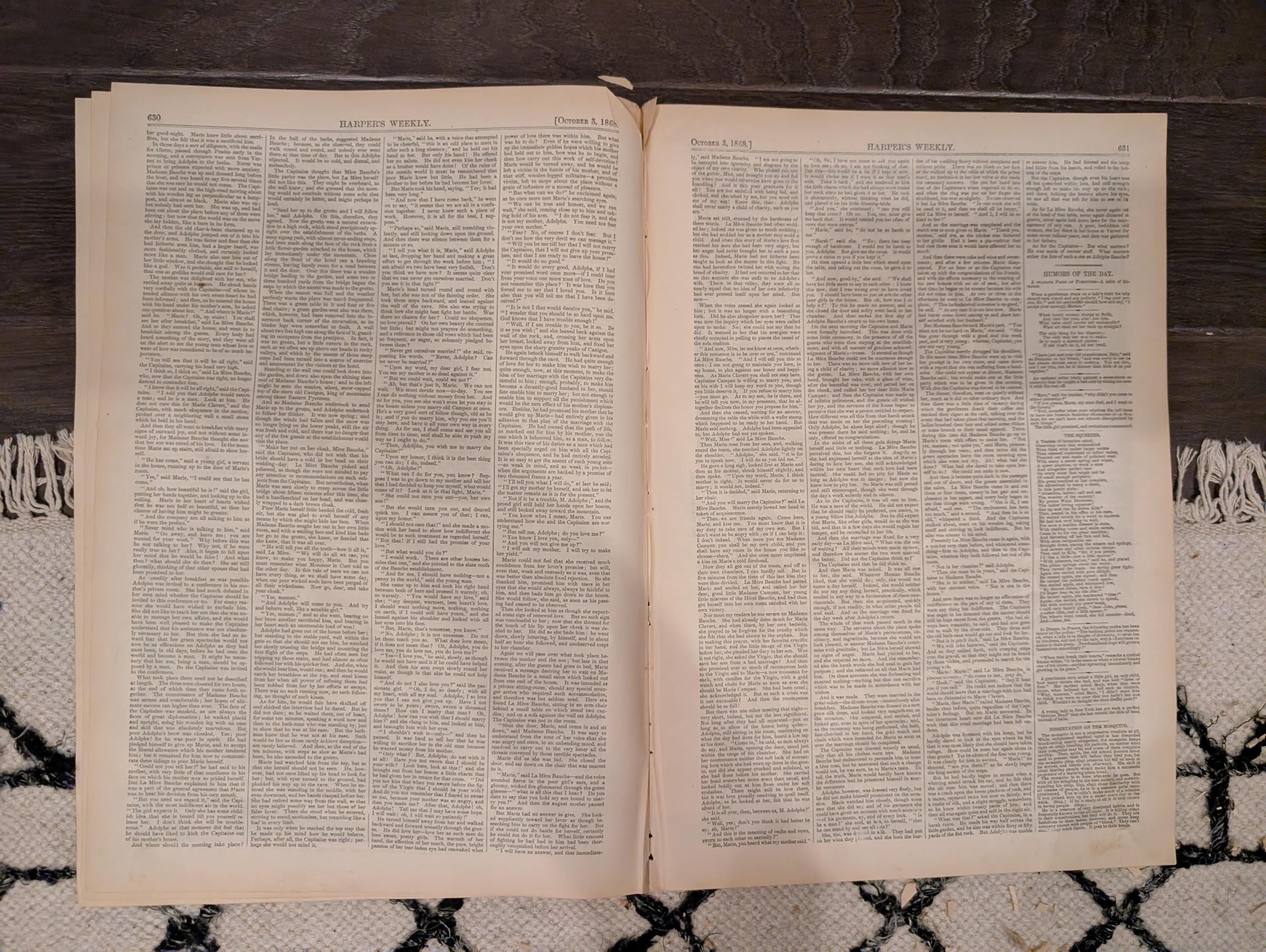 Harper’s Weekly – October 3, 1868 – International Cricket Match • Prize Animals • Nast’s “Modern Samson” • South American Earthquake • Freed