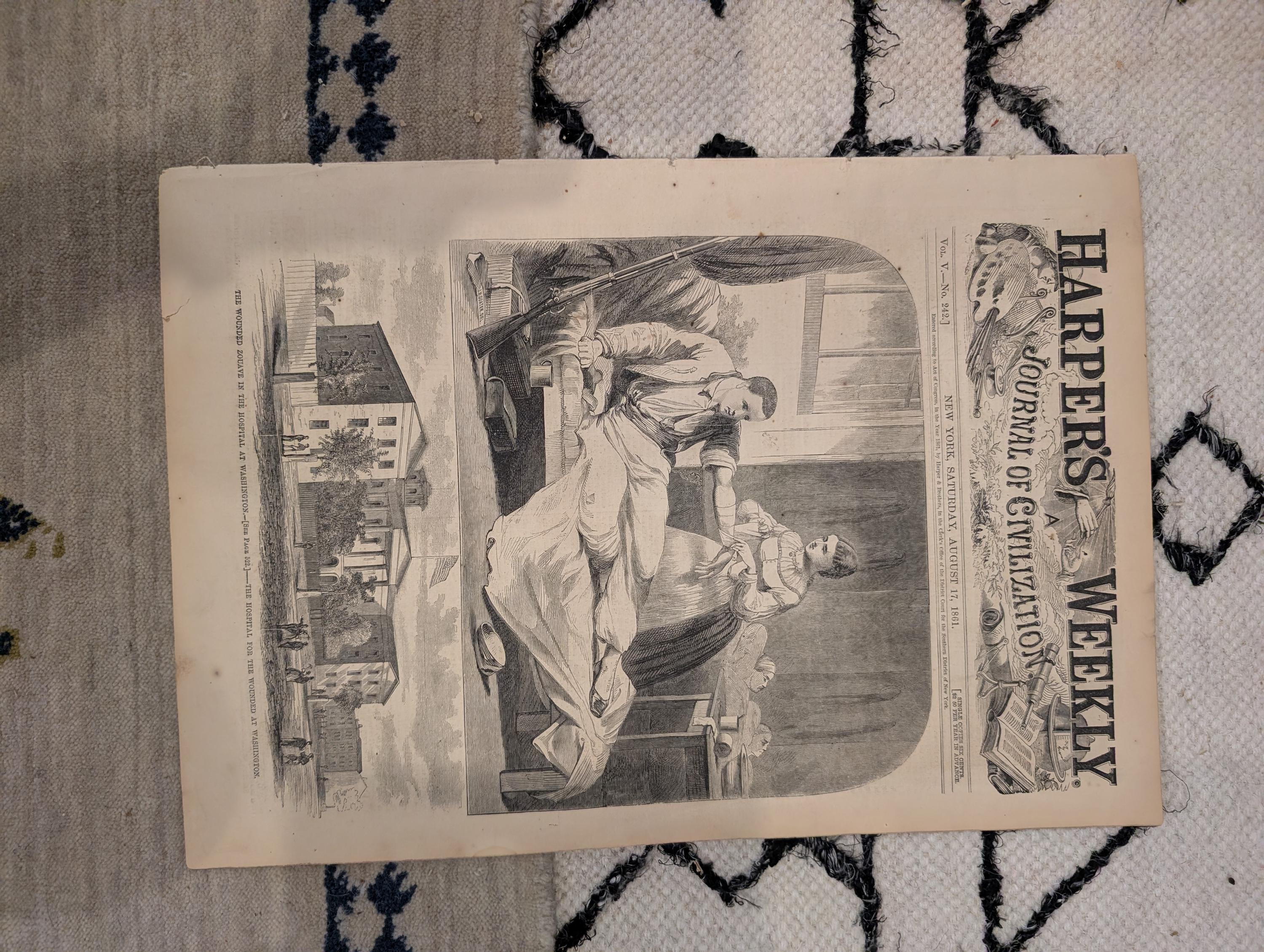 1861 Confederate Uniforms Harper's Weekly August 17 Stampede of Slaves Bull Run