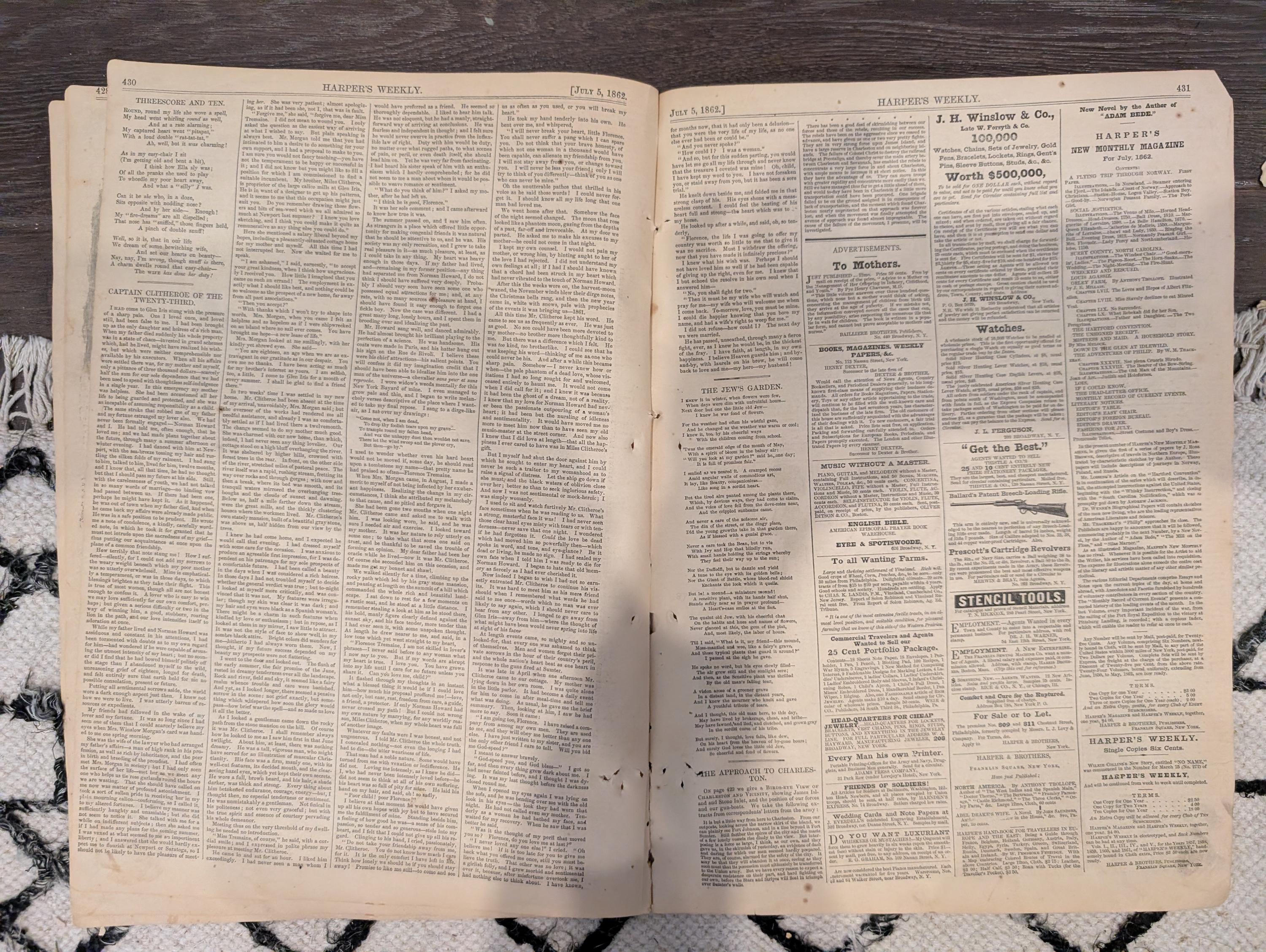 Harper’s Weekly – July 5, 1862 • Winslow Homer Cavalry Charge • Memphis & Cumberland Gap • Fair Oaks Artillery