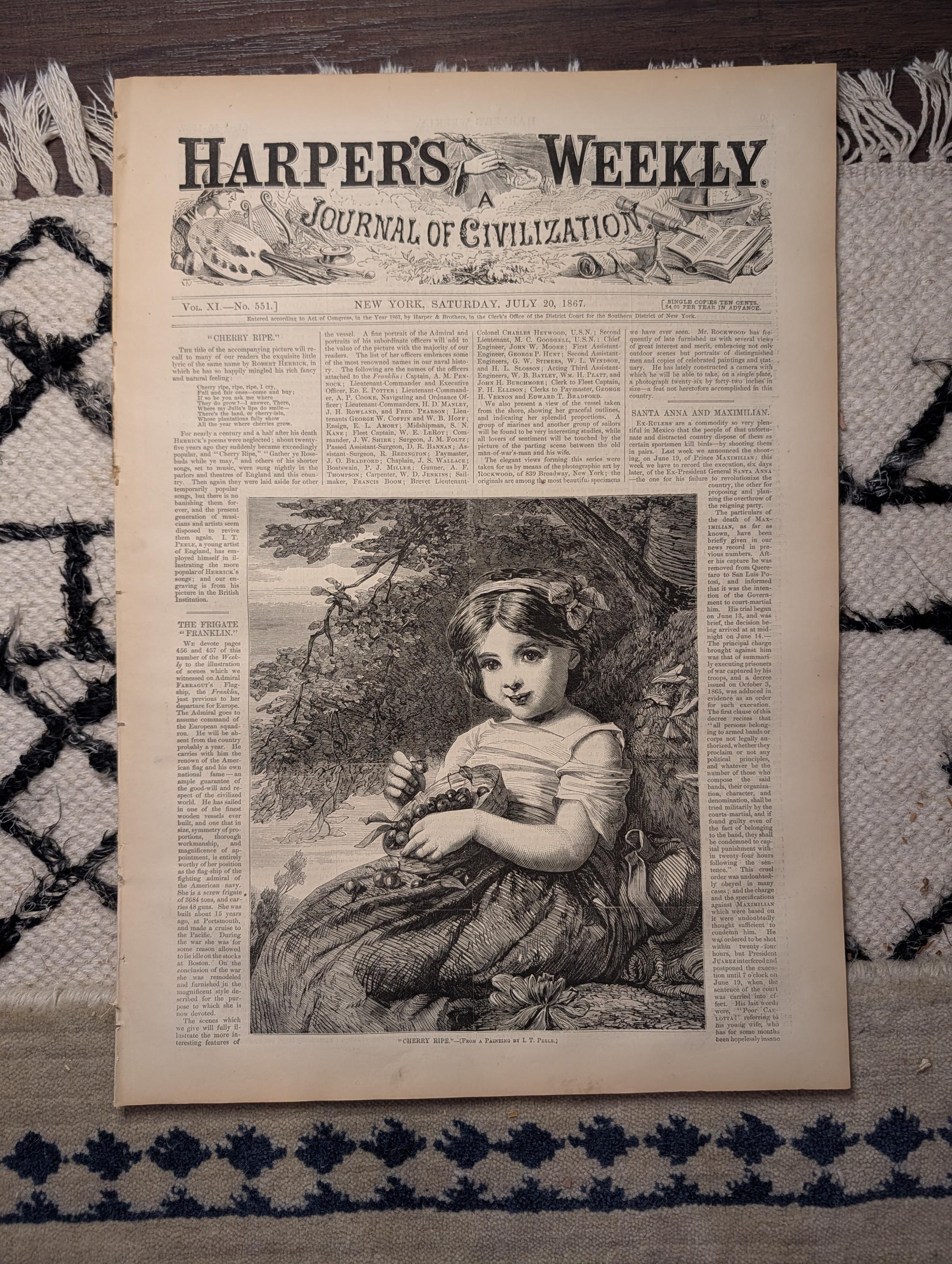 1867 Admiral Farragut's Flagship, Maximilian of Mexico, Scottish Games — Jul 20