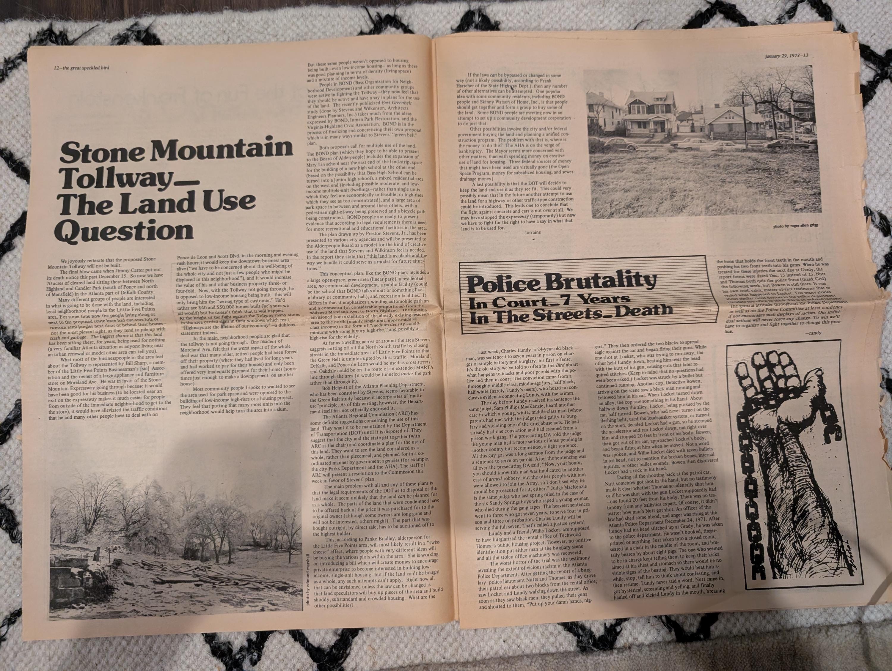 Vintage Underground Newspaper – The Great Speckled Bird – January 29, 1973 – Atlanta Counterculture, Roe v. Wade, MLK March, Richard’s Rock